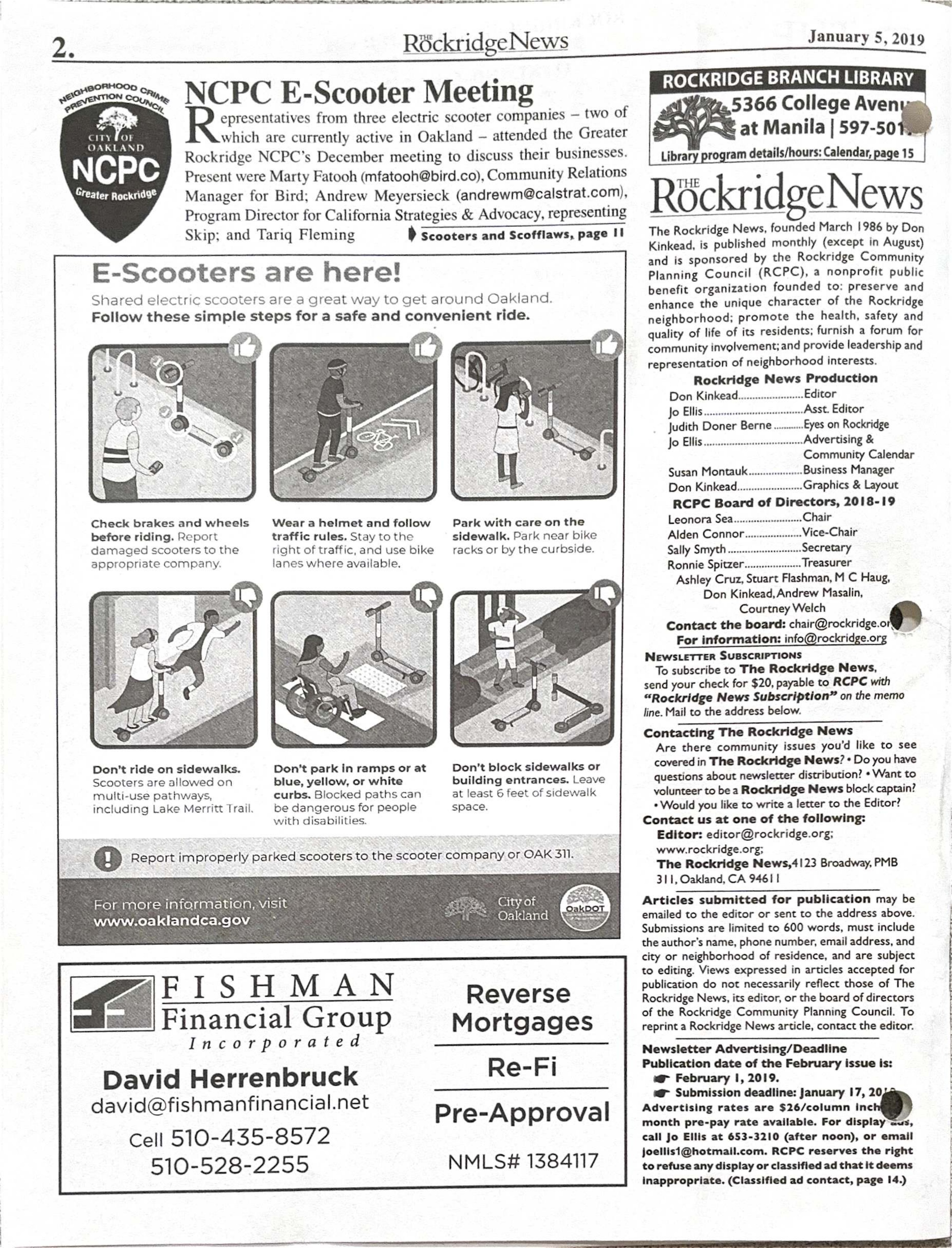 Click to zoom in The Rockridge News, January 2019, page 2