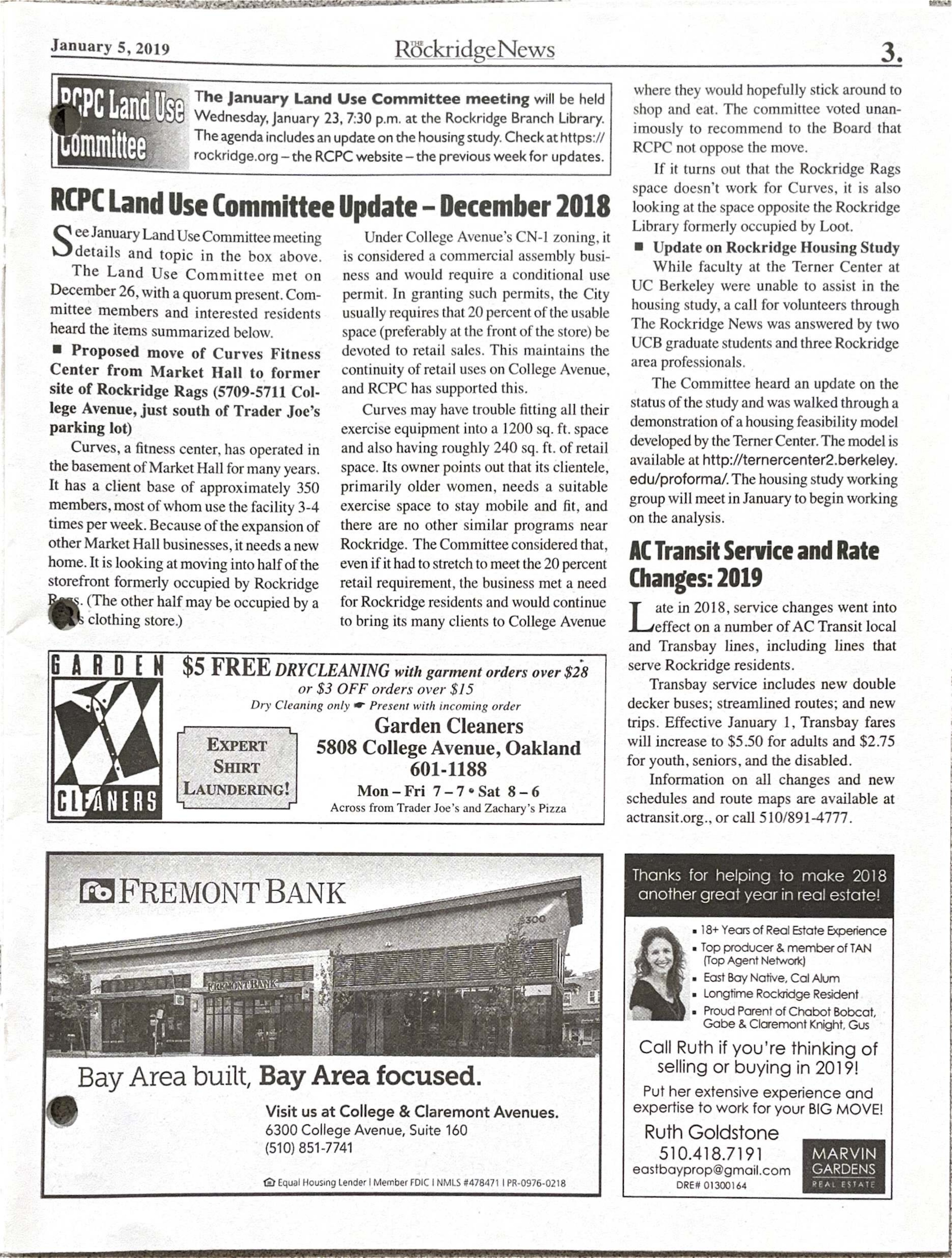 Click to zoom in The Rockridge News, January 2019, page 3