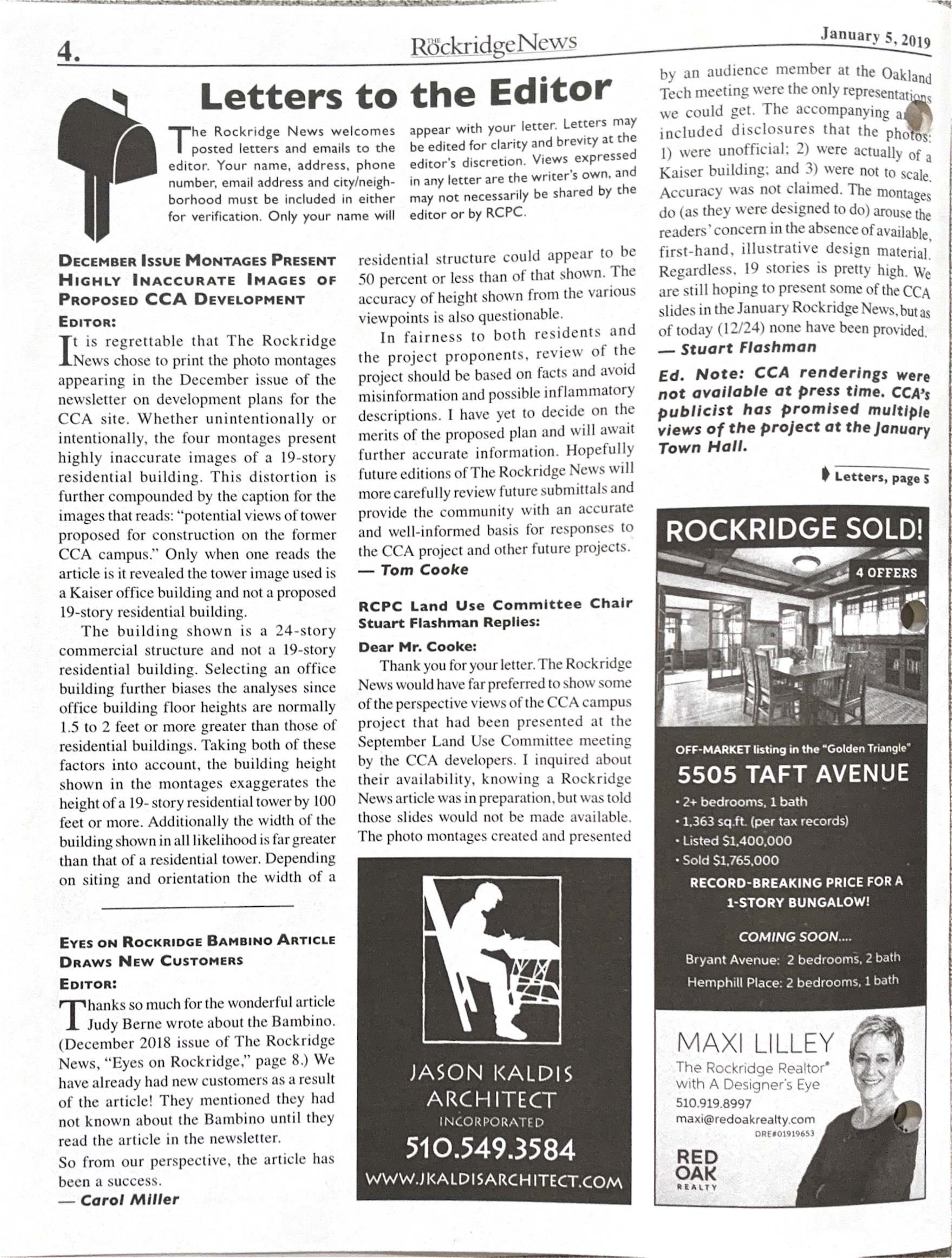 Click to zoom in The Rockridge News, January 2019, page 4