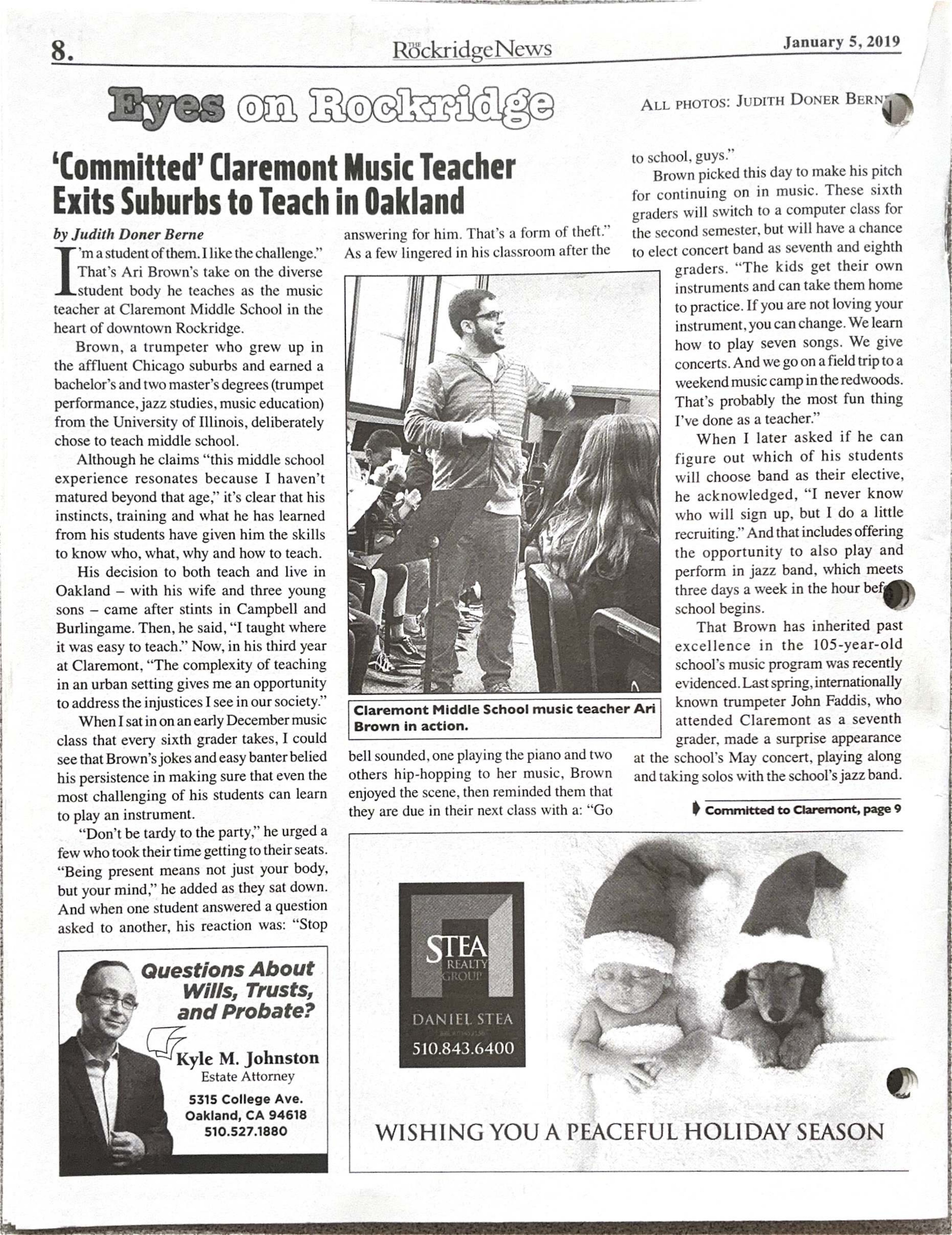 The Rockridge News, January 2019, page 8