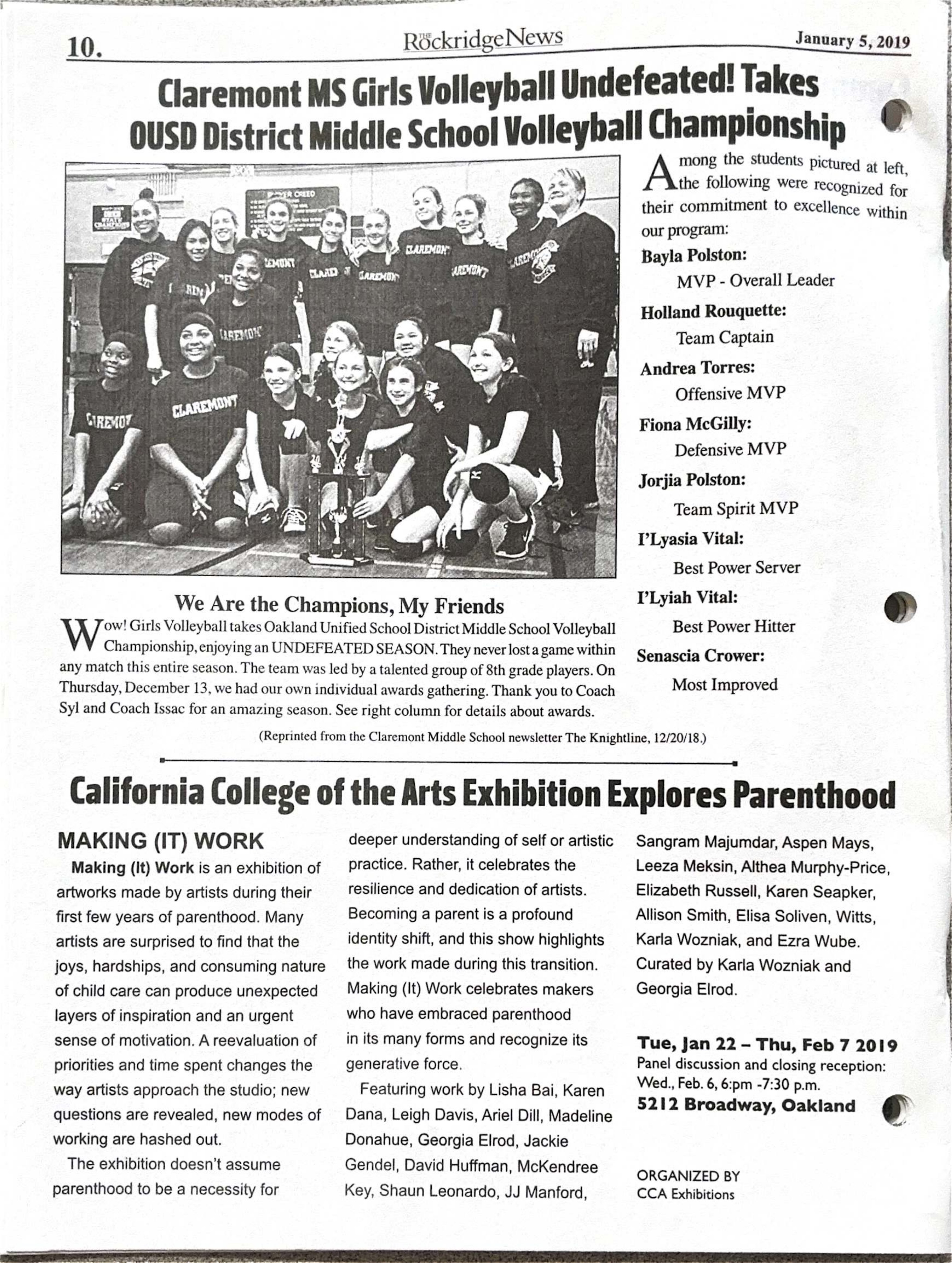 Click to zoom in The Rockridge News, January 2019, page 10