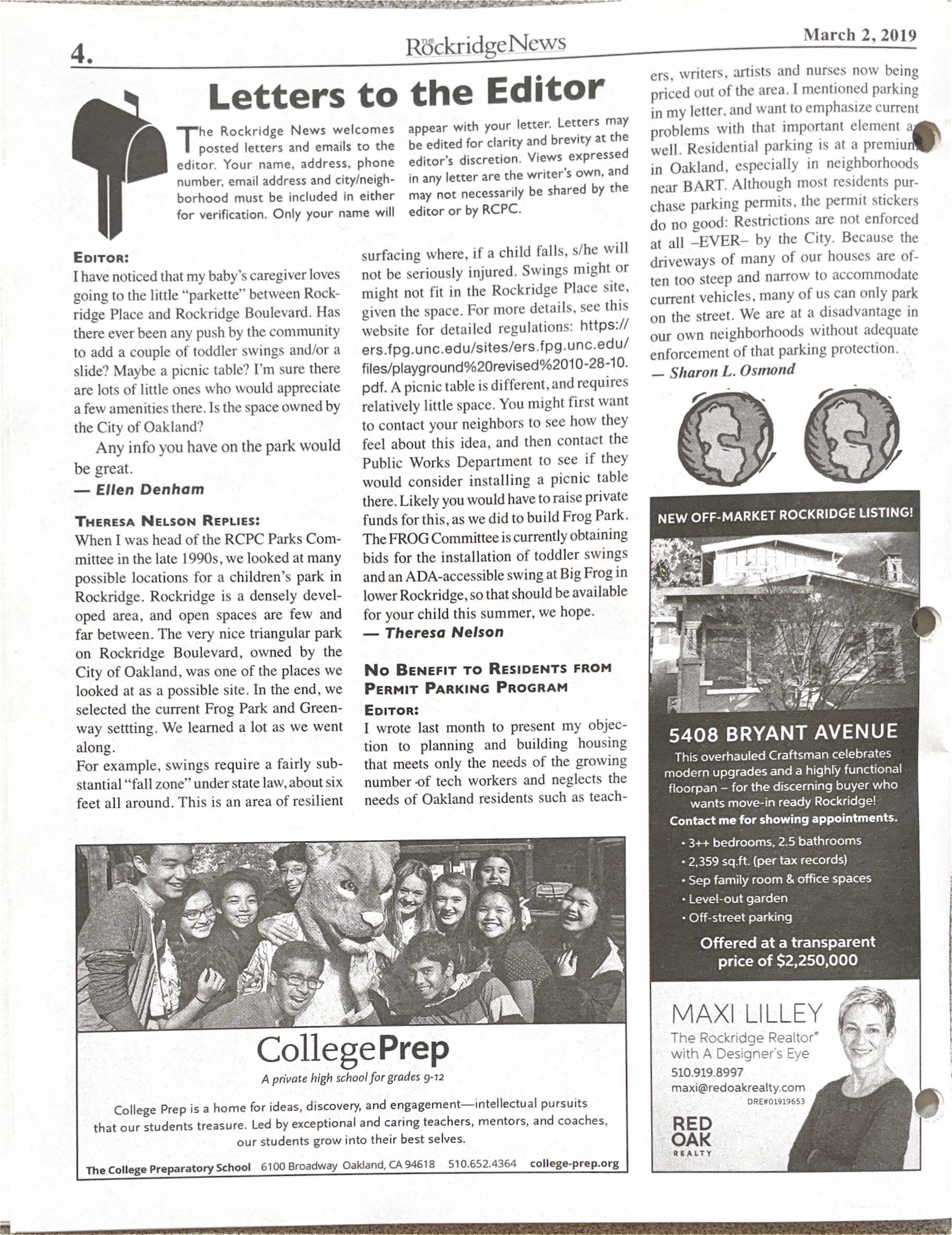 Click to zoom in The Rockridge News, March 2019, page 4