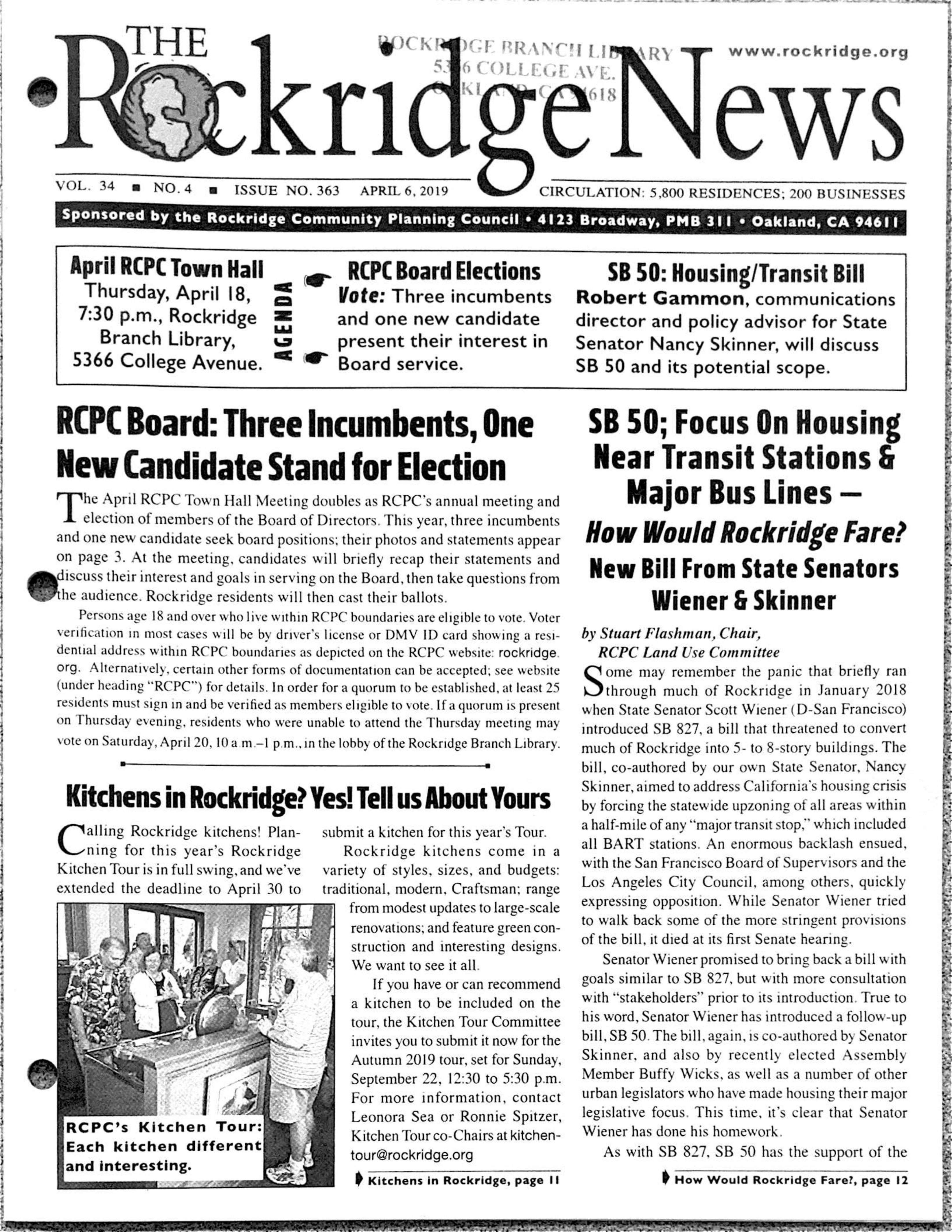 Click to zoom in The Rockridge News, April 2019, page 1
