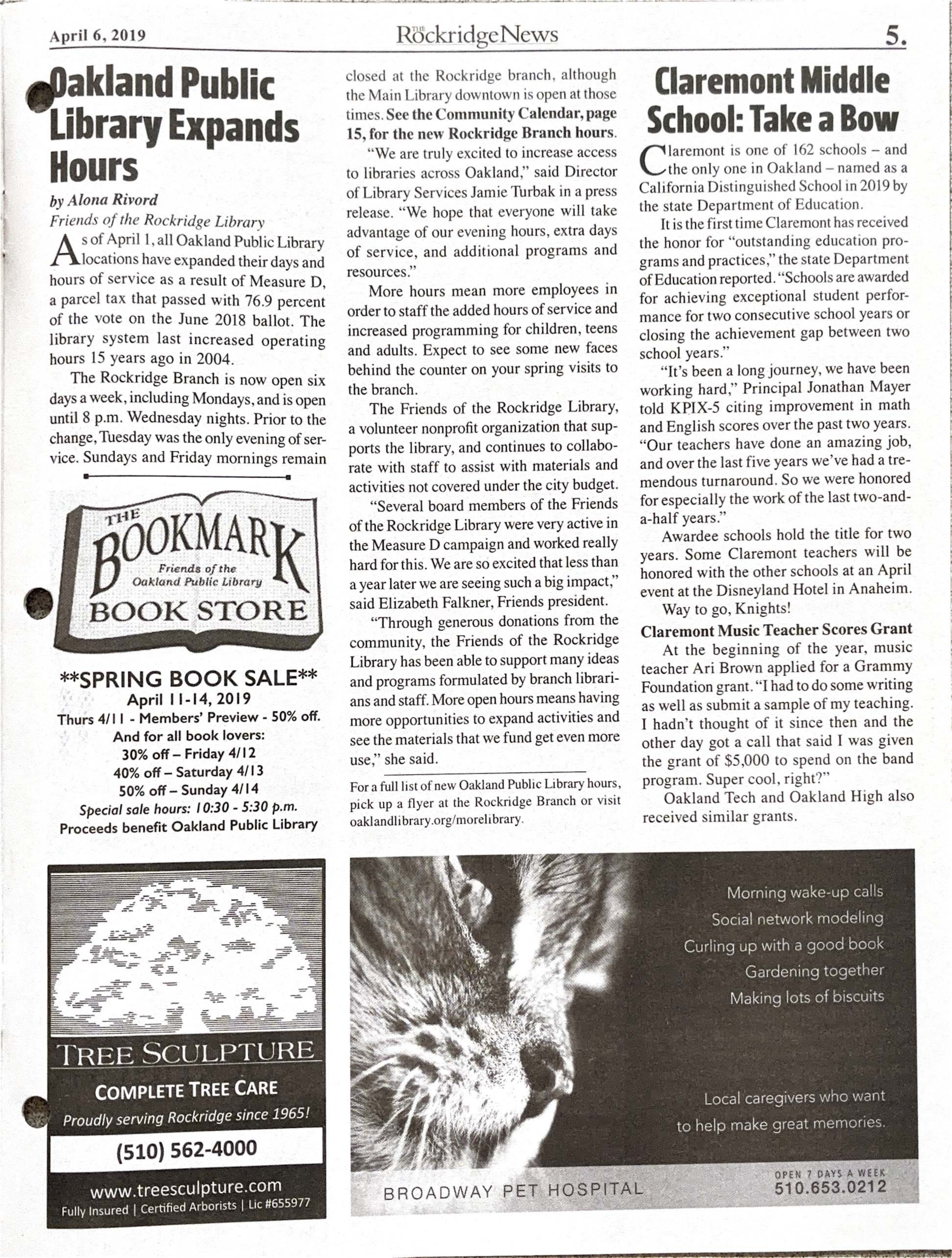 Click to zoom in The Rockridge News, April 2019, page 5