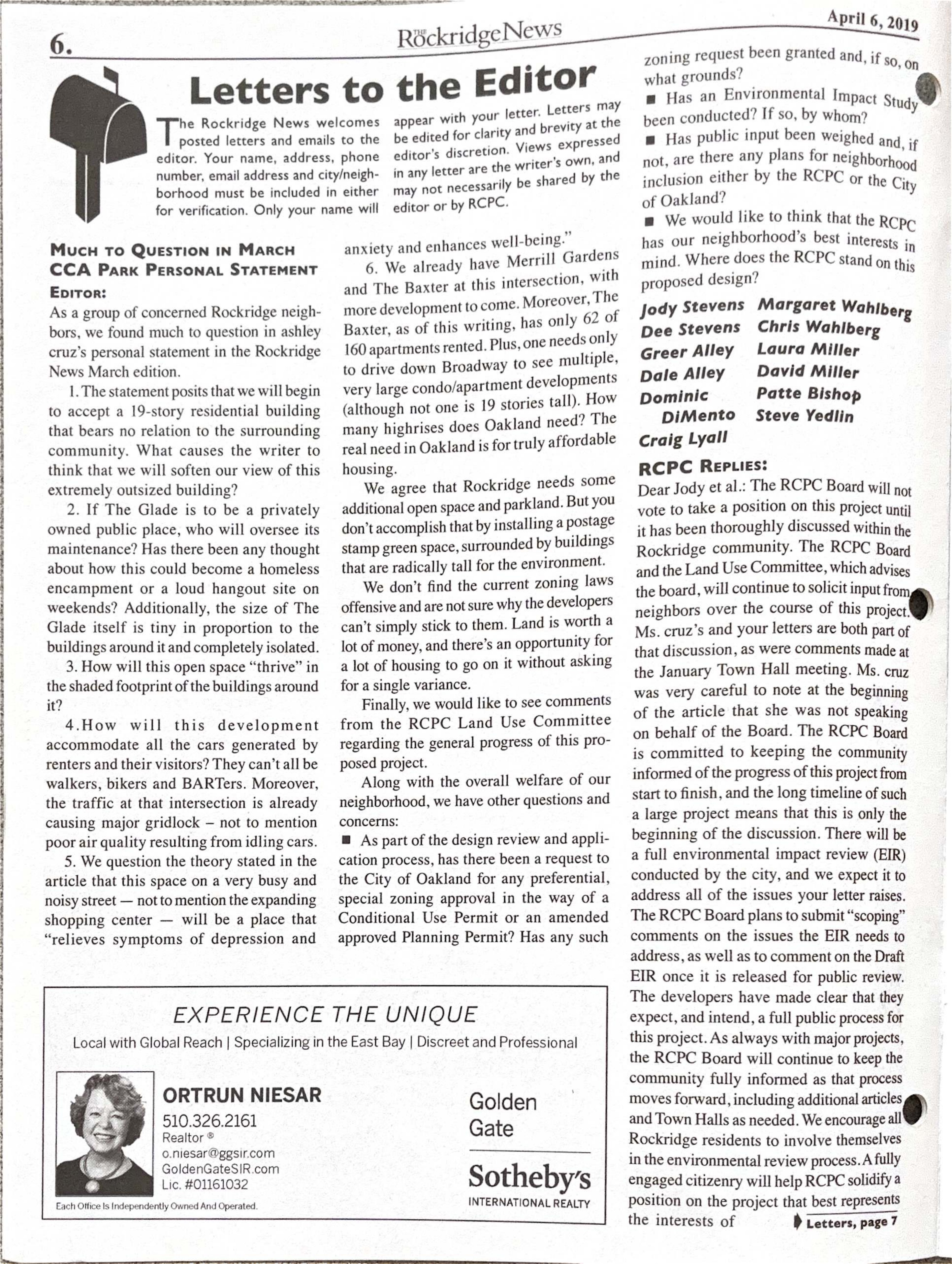 Click to zoom in The Rockridge News, April 2019, page 6