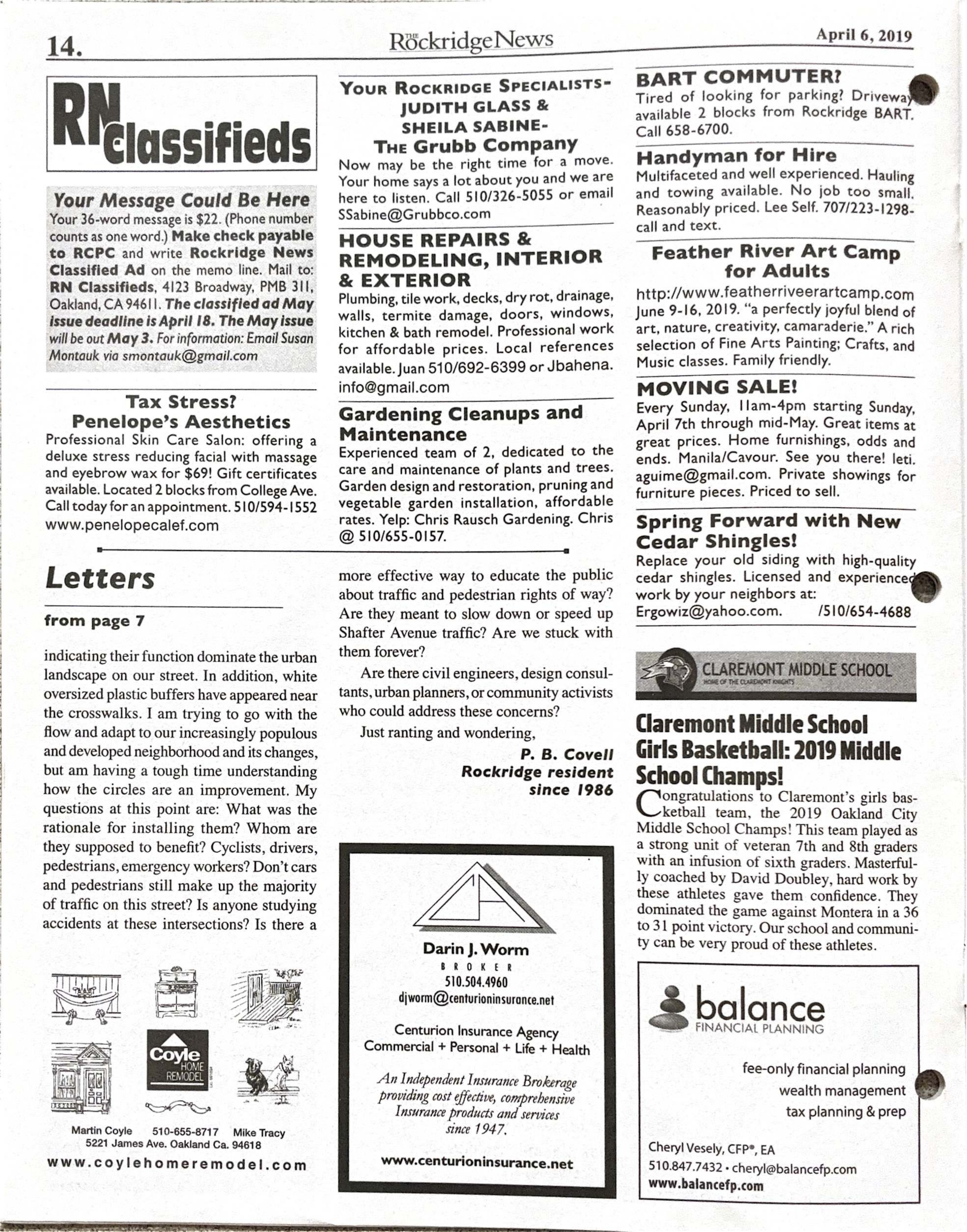 Click to zoom in The Rockridge News, April 2019, page 14