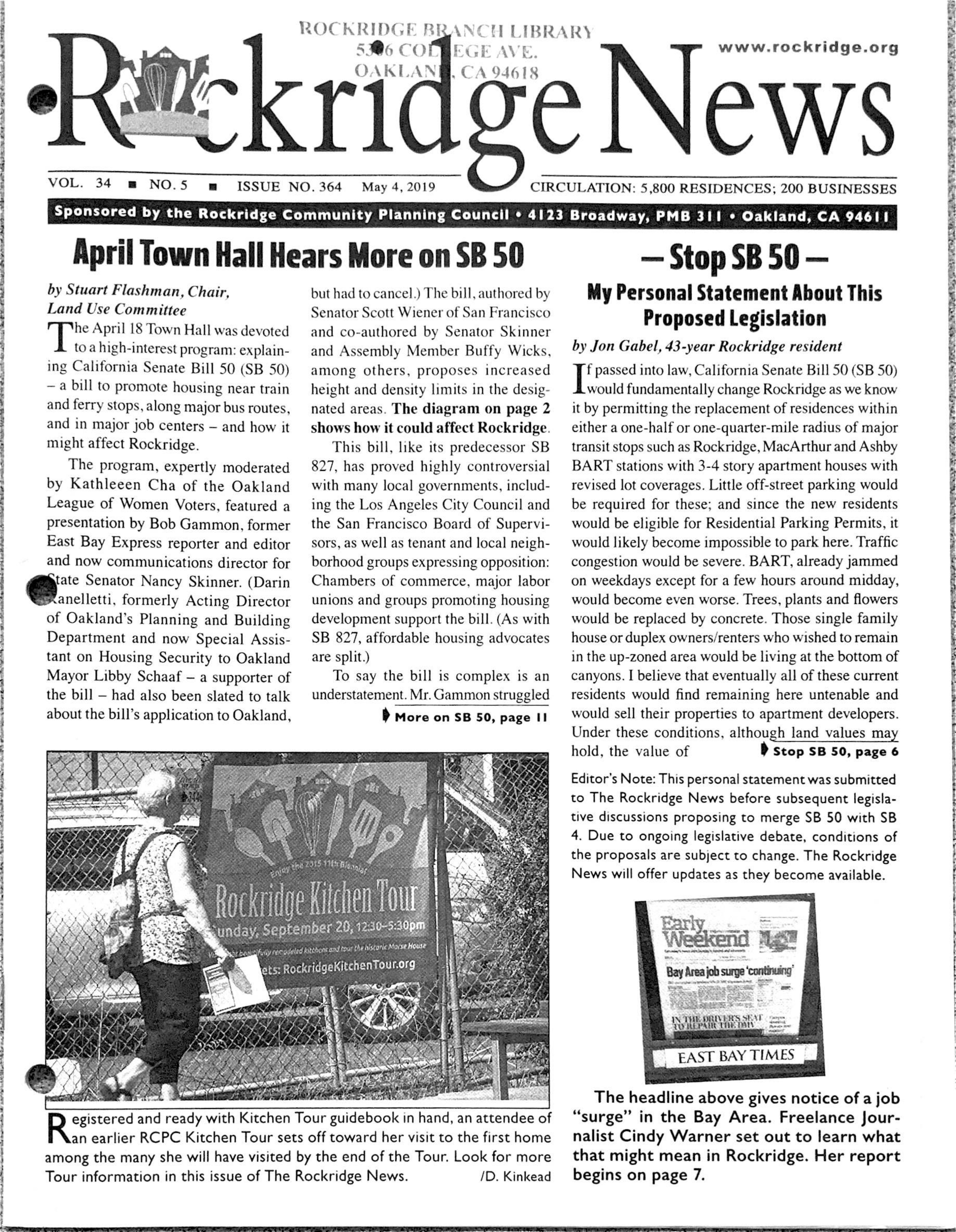 Click to zoom in The Rockridge News, May 2019, page 1