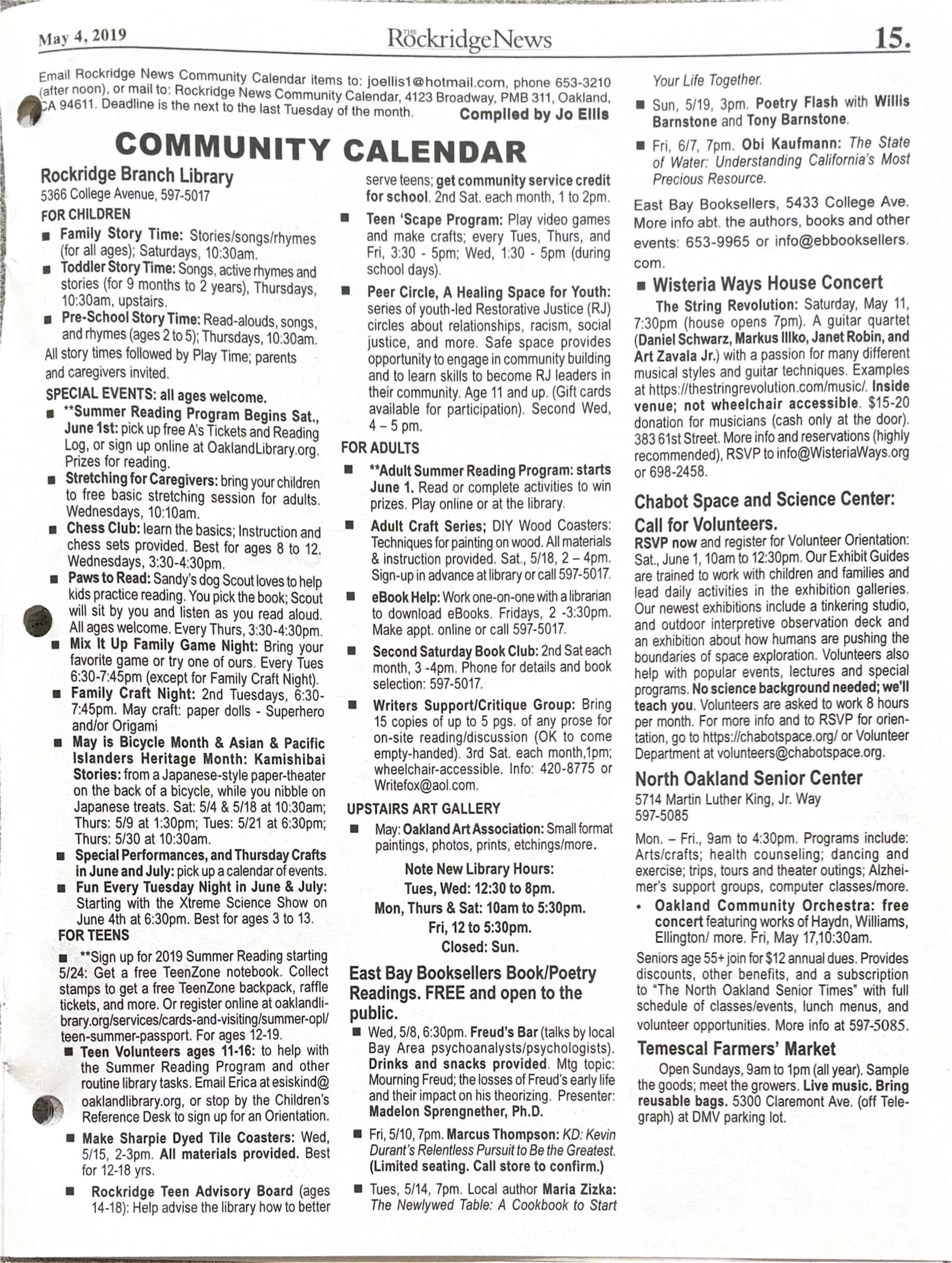 Click to zoom in The Rockridge News, May 2019, page 15