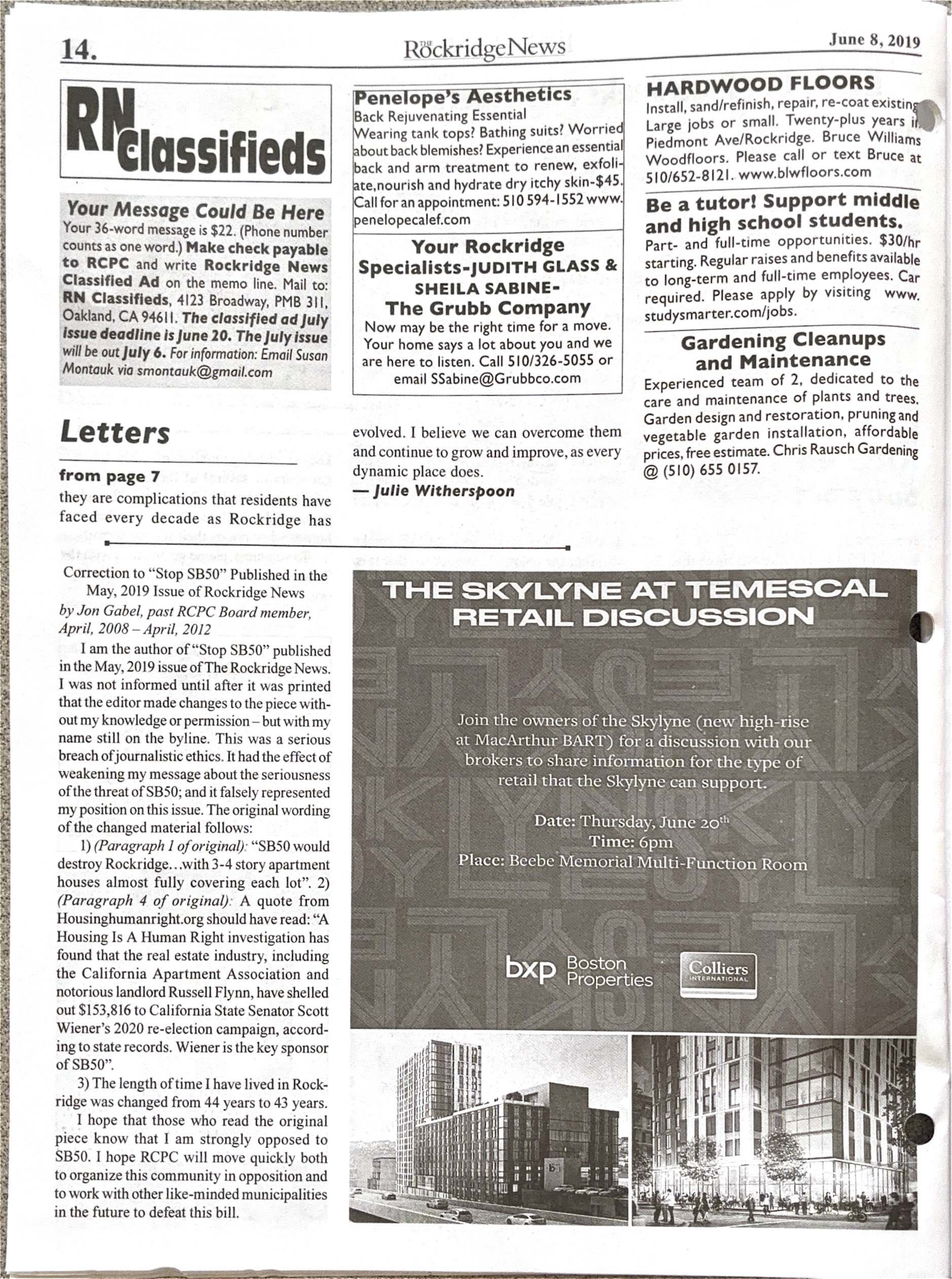 Click to zoom in The Rockridge News, June 2019, page 14