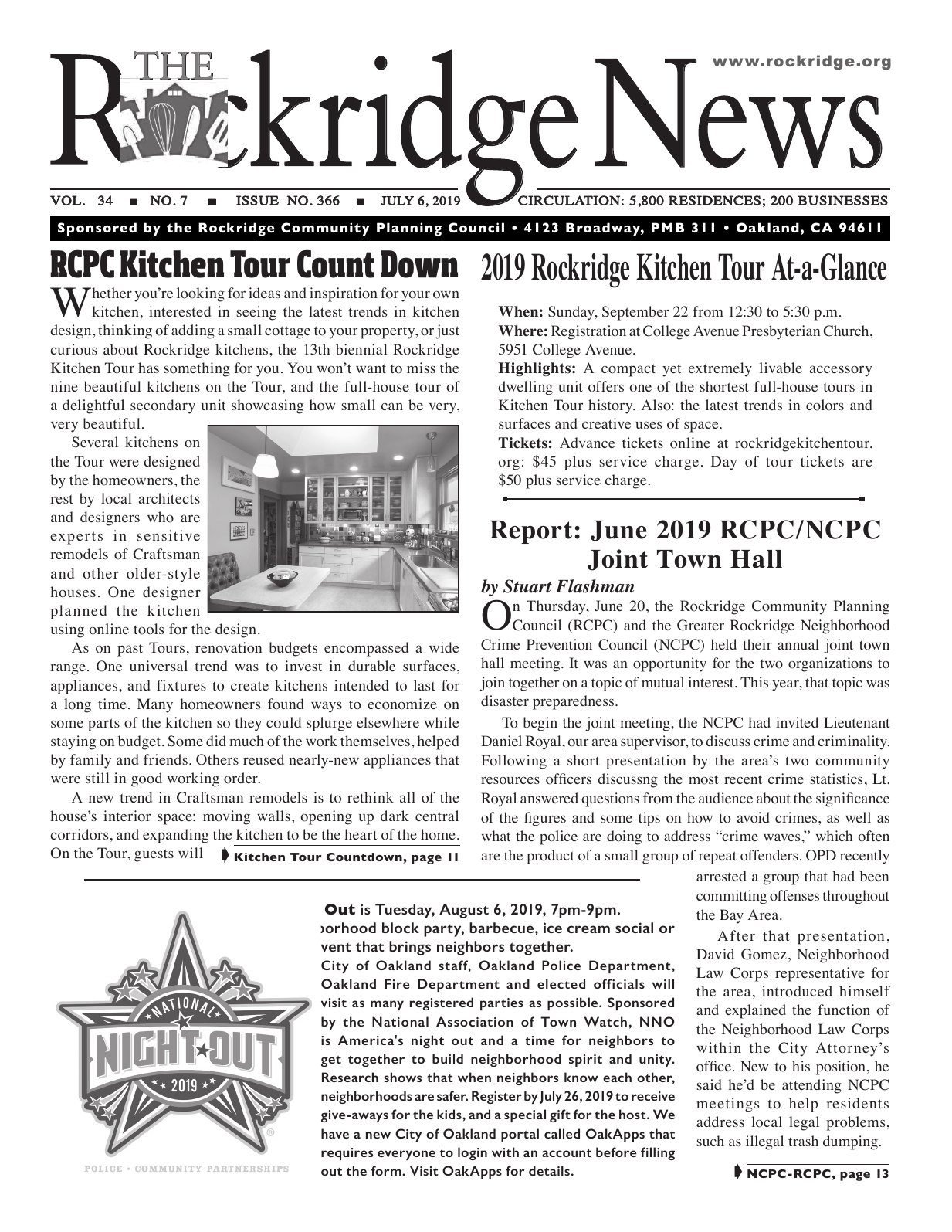 Click to zoom in The Rockridge News, July 2019, page 1