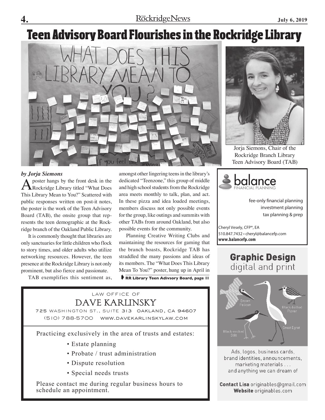Click to zoom in The Rockridge News, July 2019, page 4