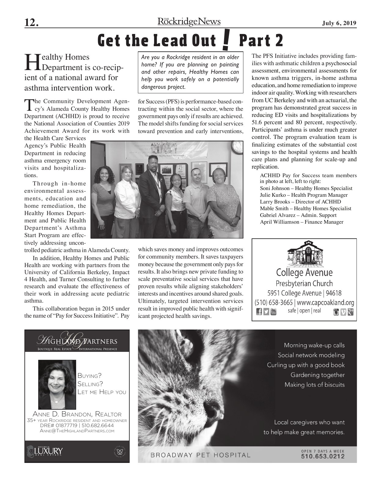 Click to zoom in The Rockridge News, July 2019, page 12