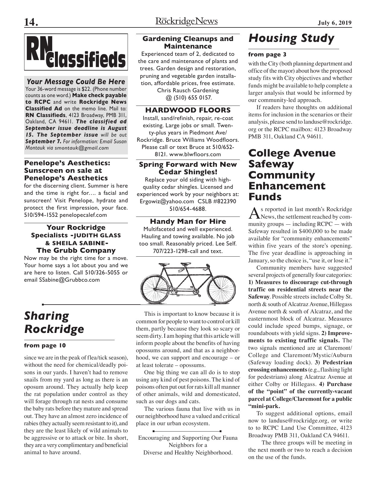 Click to zoom in The Rockridge News, July 2019, page 14