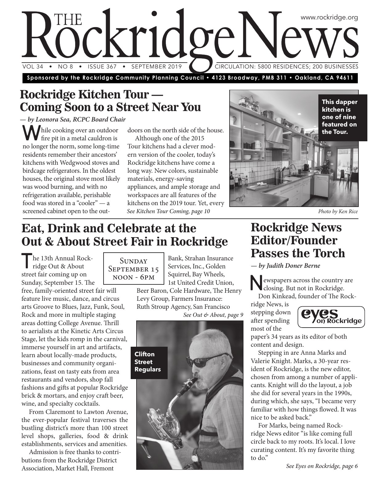 Click to zoom in The Rockridge News, September 2019, page 1