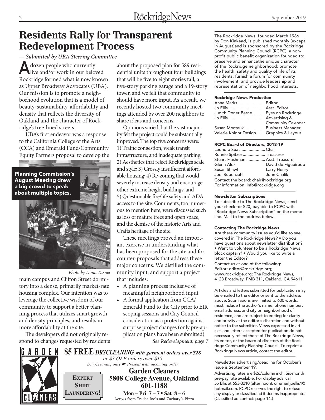 Click to zoom in The Rockridge News, September 2019, page 2