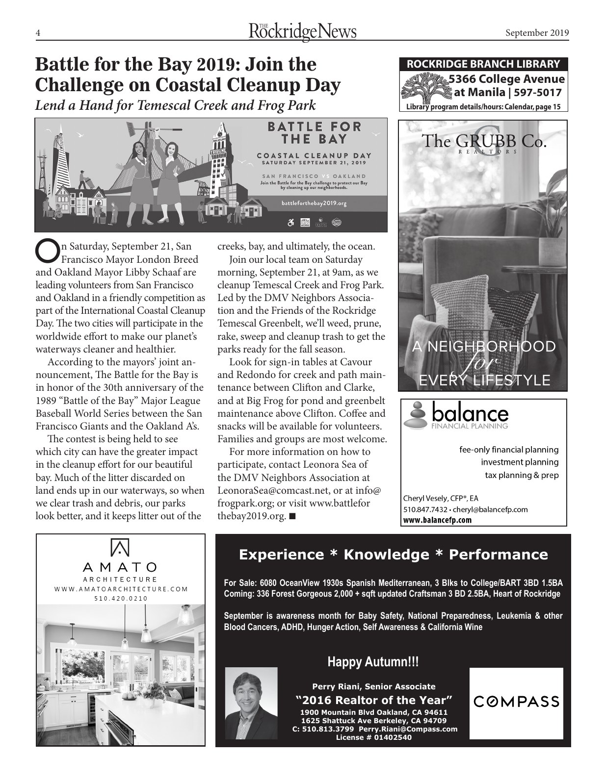Click to zoom in The Rockridge News, September 2019, page 4