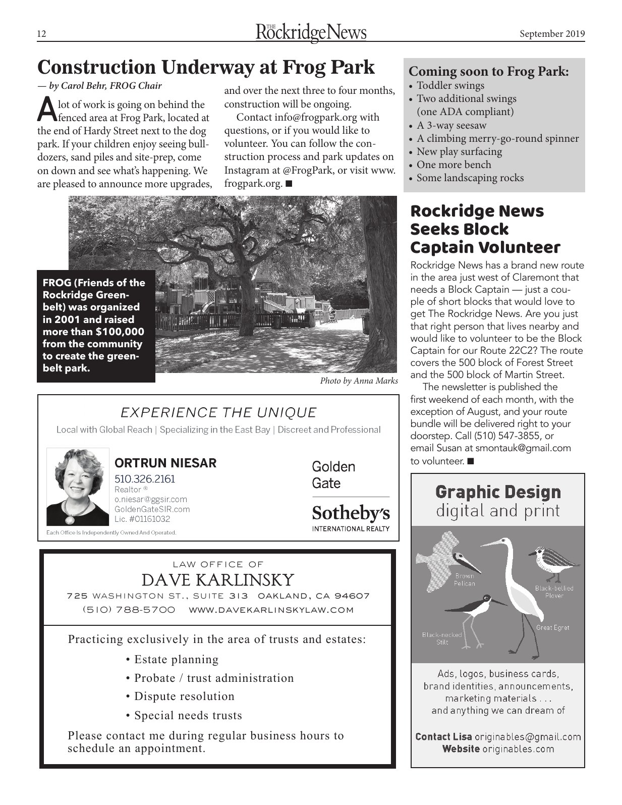 Click to zoom in The Rockridge News, September 2019, page 12