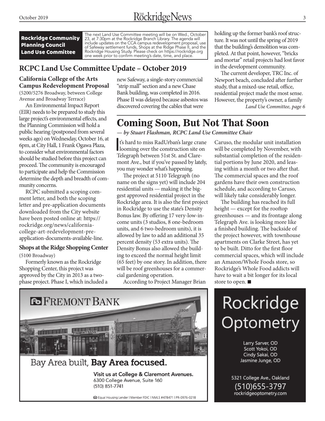 Click to zoom in The Rockridge News, October 2019, page 3
