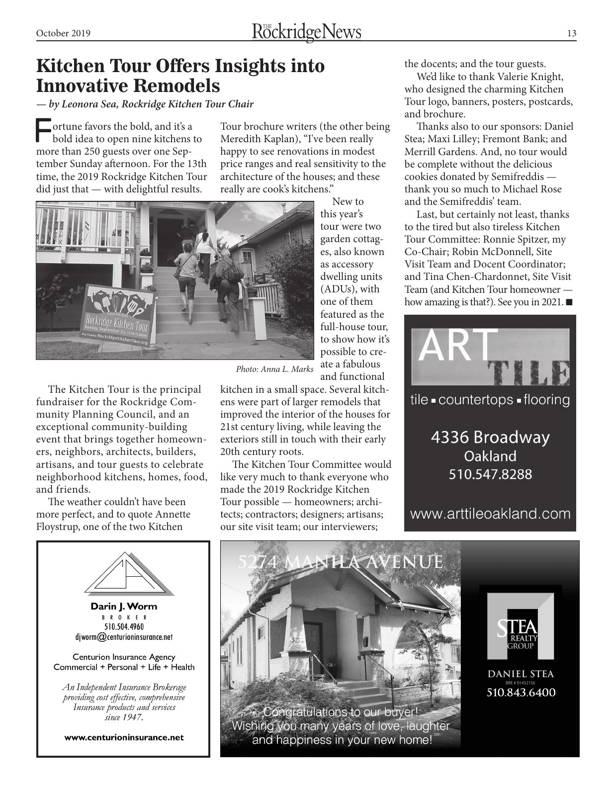 Click to zoom in The Rockridge News, October 2019, page 13