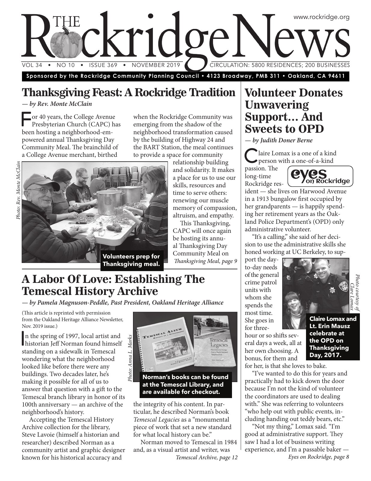Click to zoom in The Rockridge News, November 2019, page 1