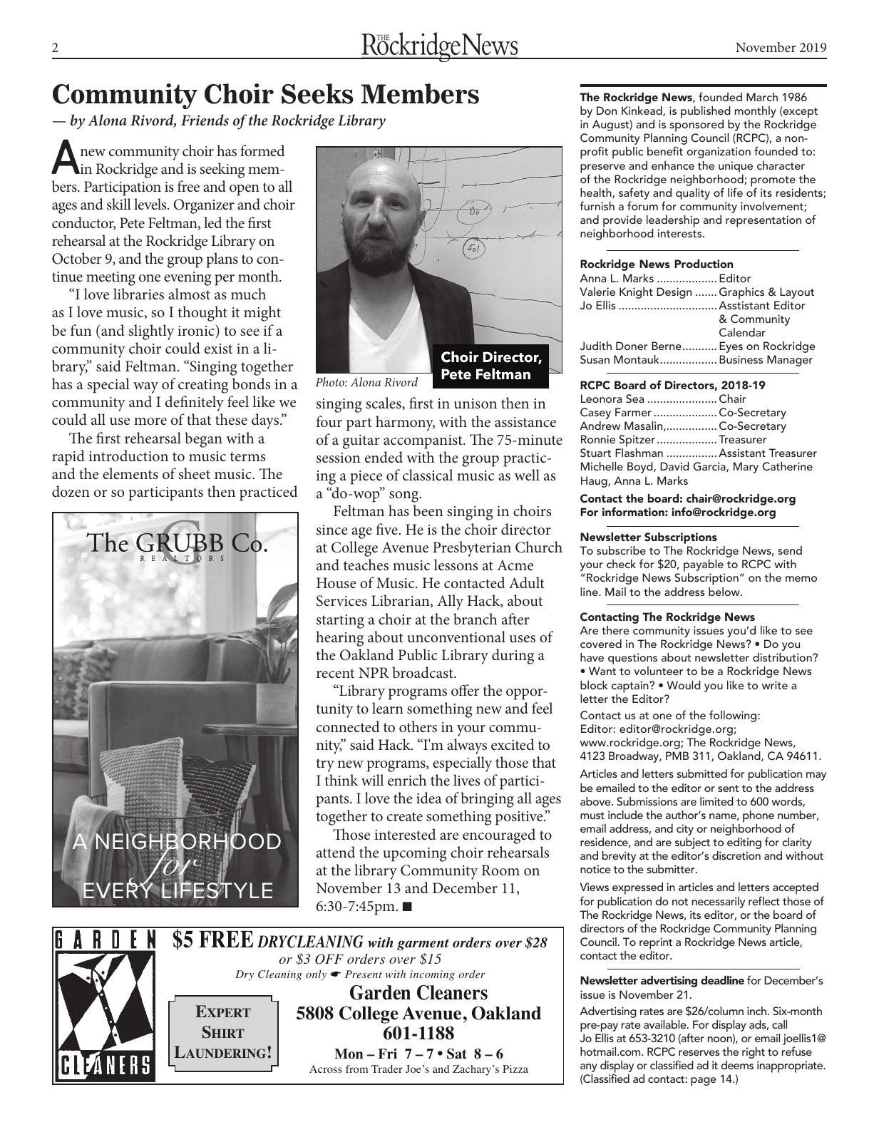 Click to zoom in The Rockridge News, November 2019, page 2