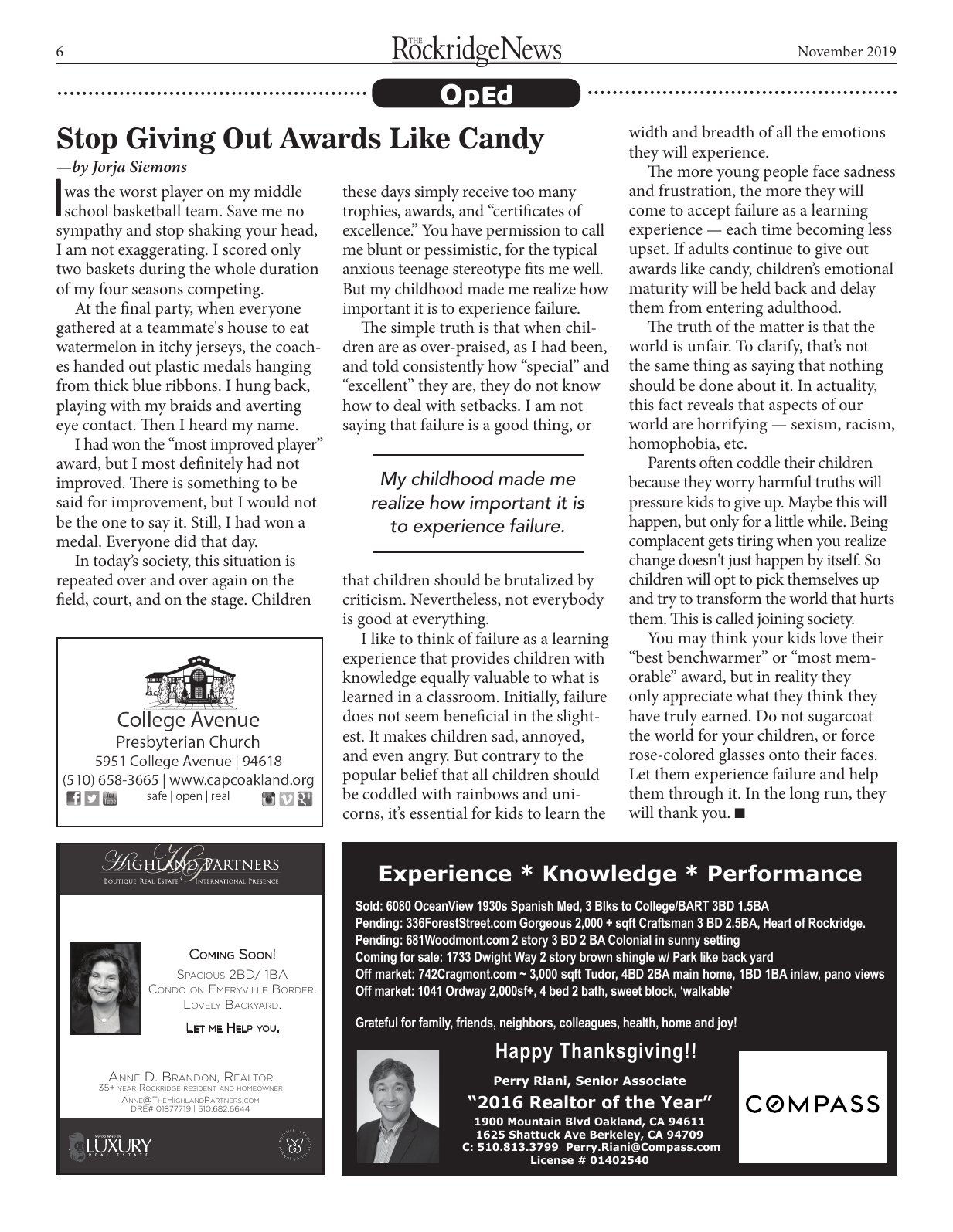 Click to zoom in The Rockridge News, November 2019, page 6
