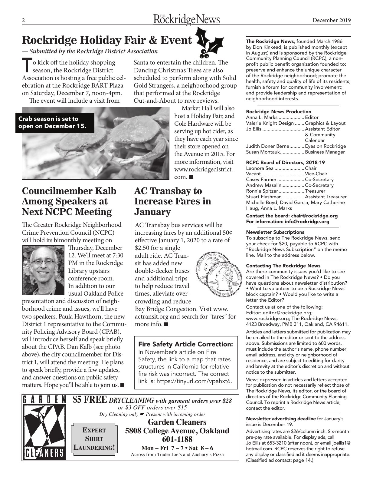 Click to zoom in The Rockridge News, December 2019, page 2