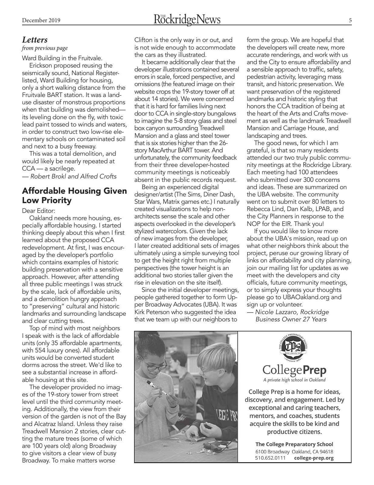 Click to zoom in The Rockridge News, December 2019, page 5
