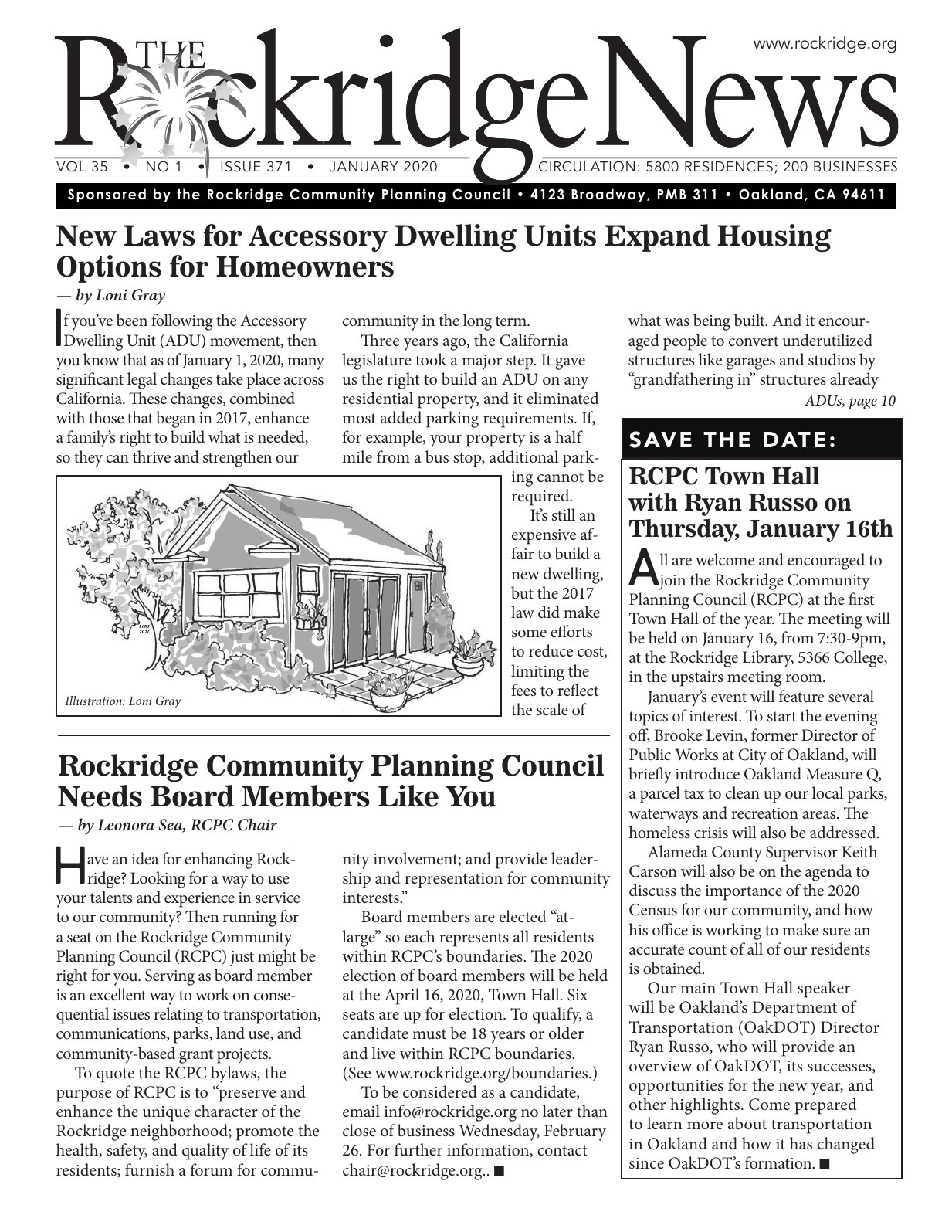 Click to zoom in The Rockridge News, January 2020, page 1