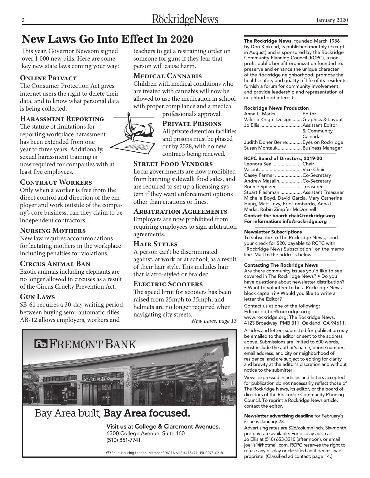 Click to zoom in The Rockridge News, January 2020, page 2