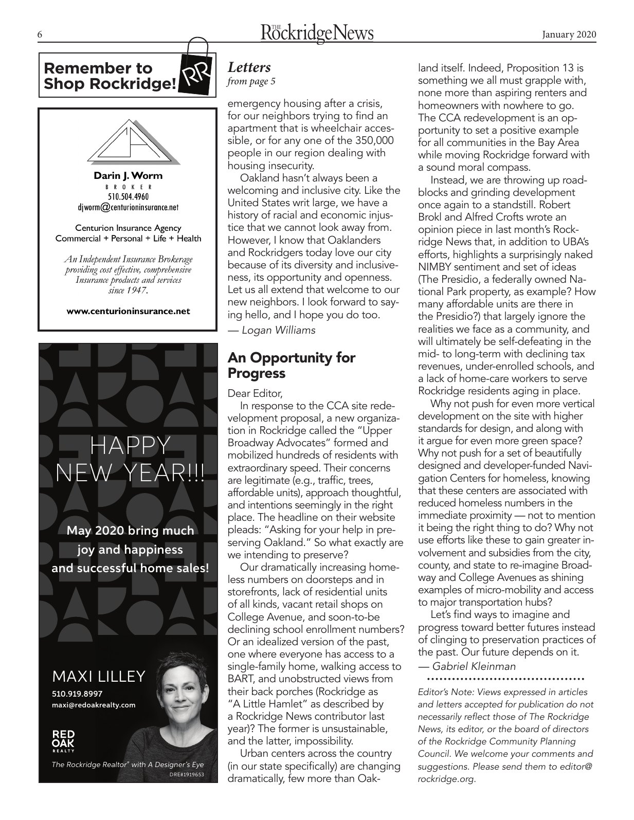 Click to zoom in The Rockridge News, January 2020, page 6