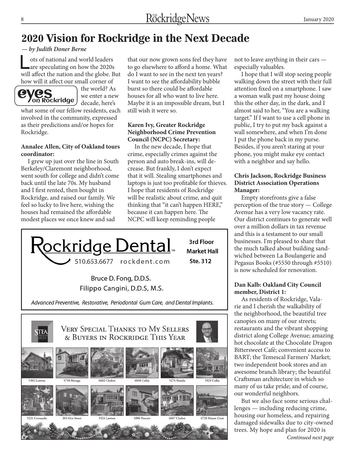 The Rockridge News, January 2020, page 8