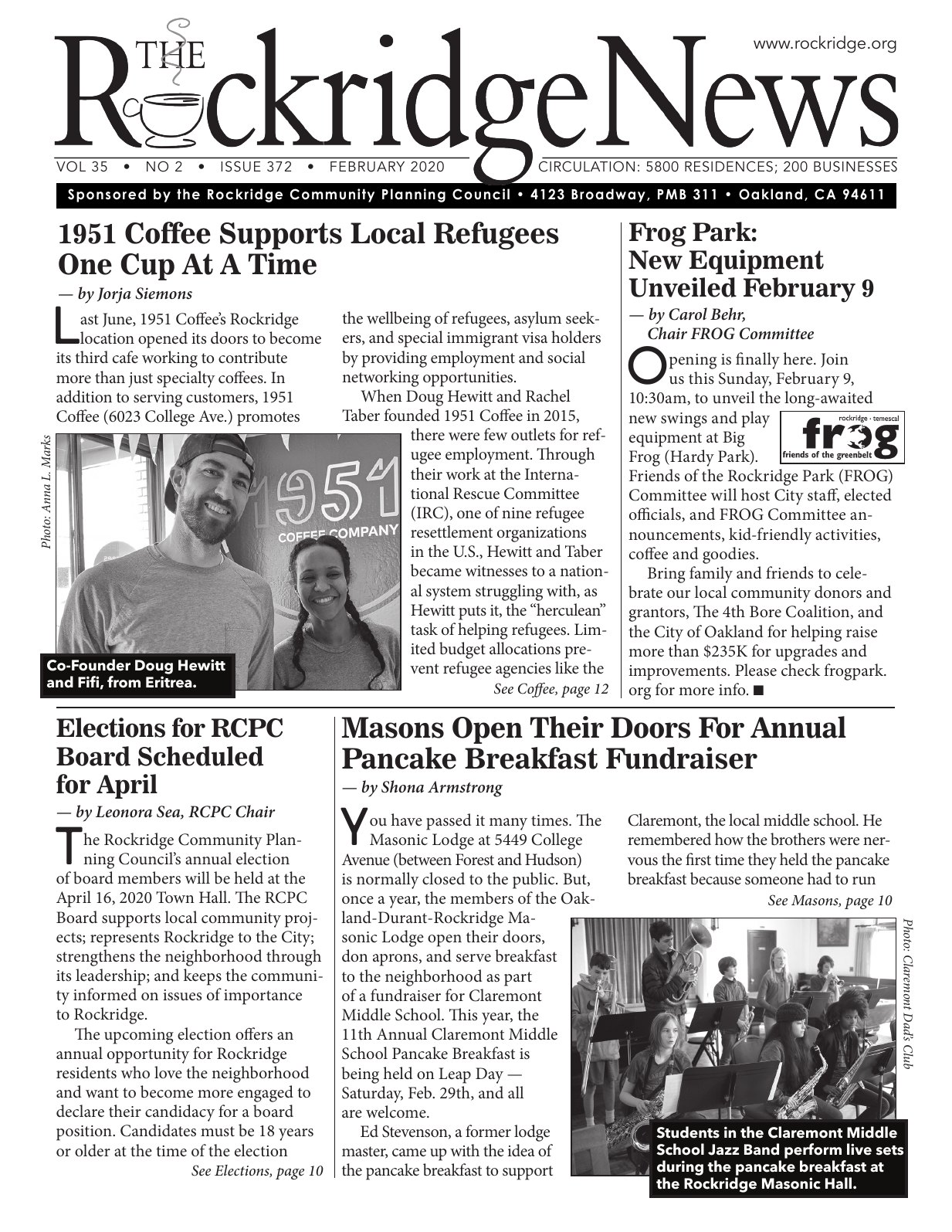 Click to zoom in The Rockridge News, February 2020, page 1