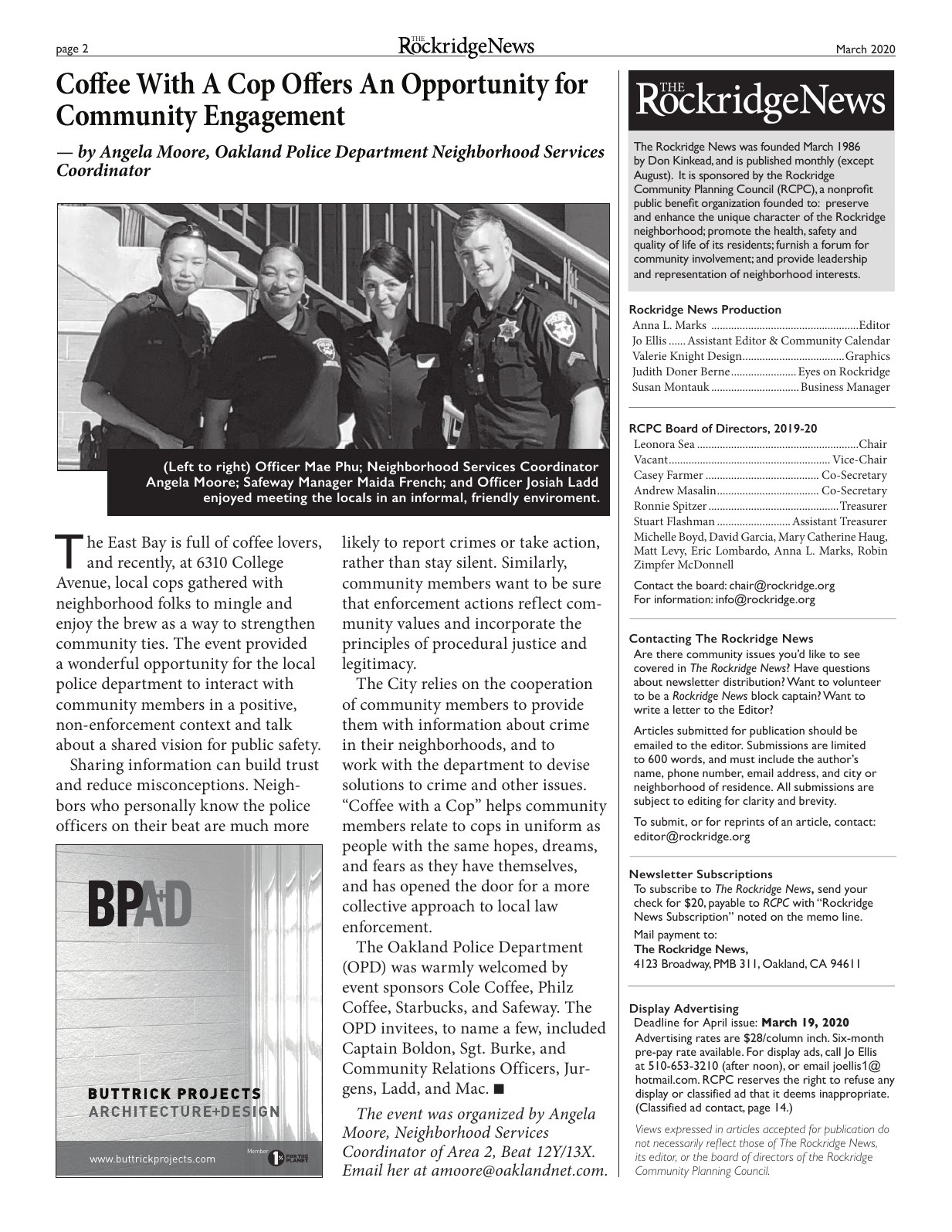 The Rockridge News, March 2020, page 2