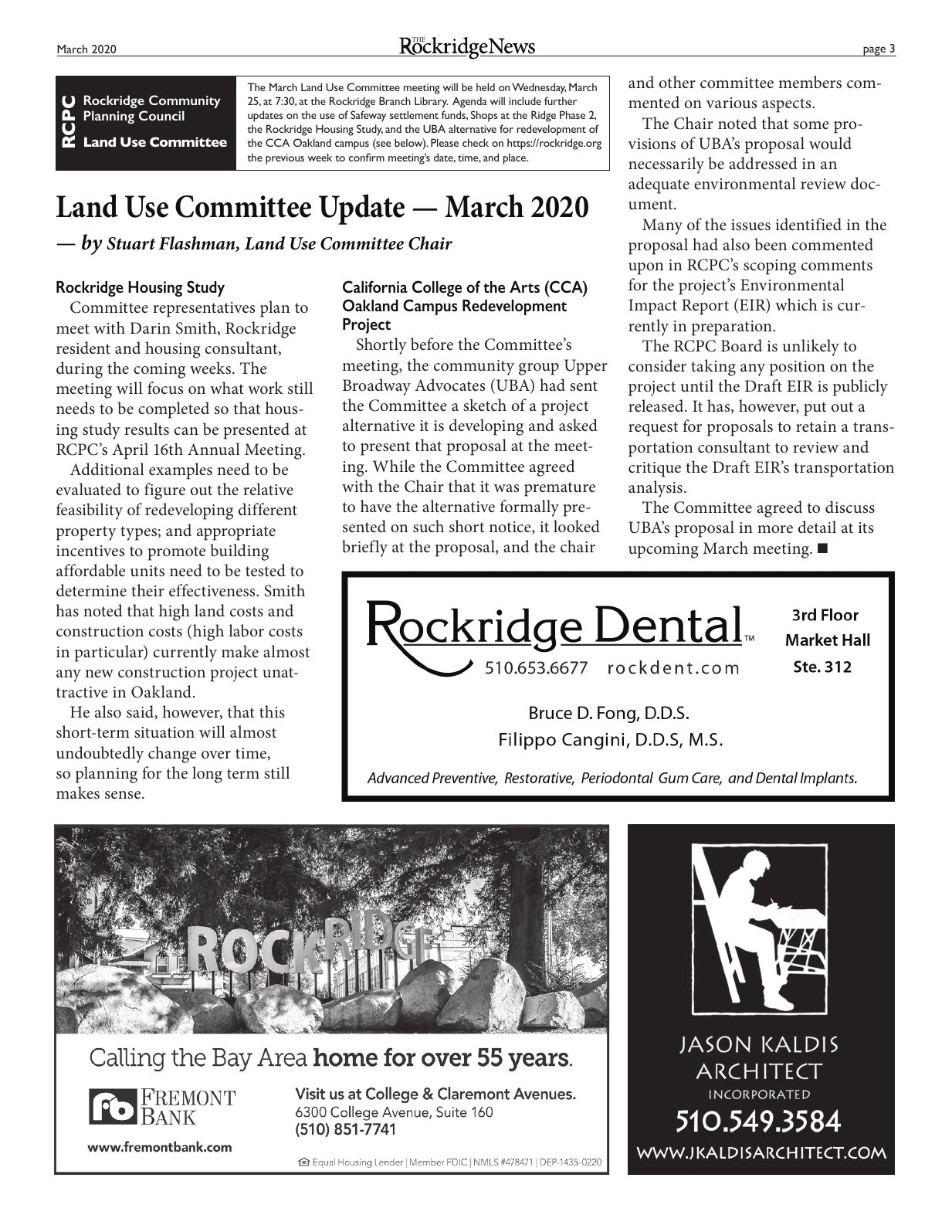 The Rockridge News, March 2020, page 3