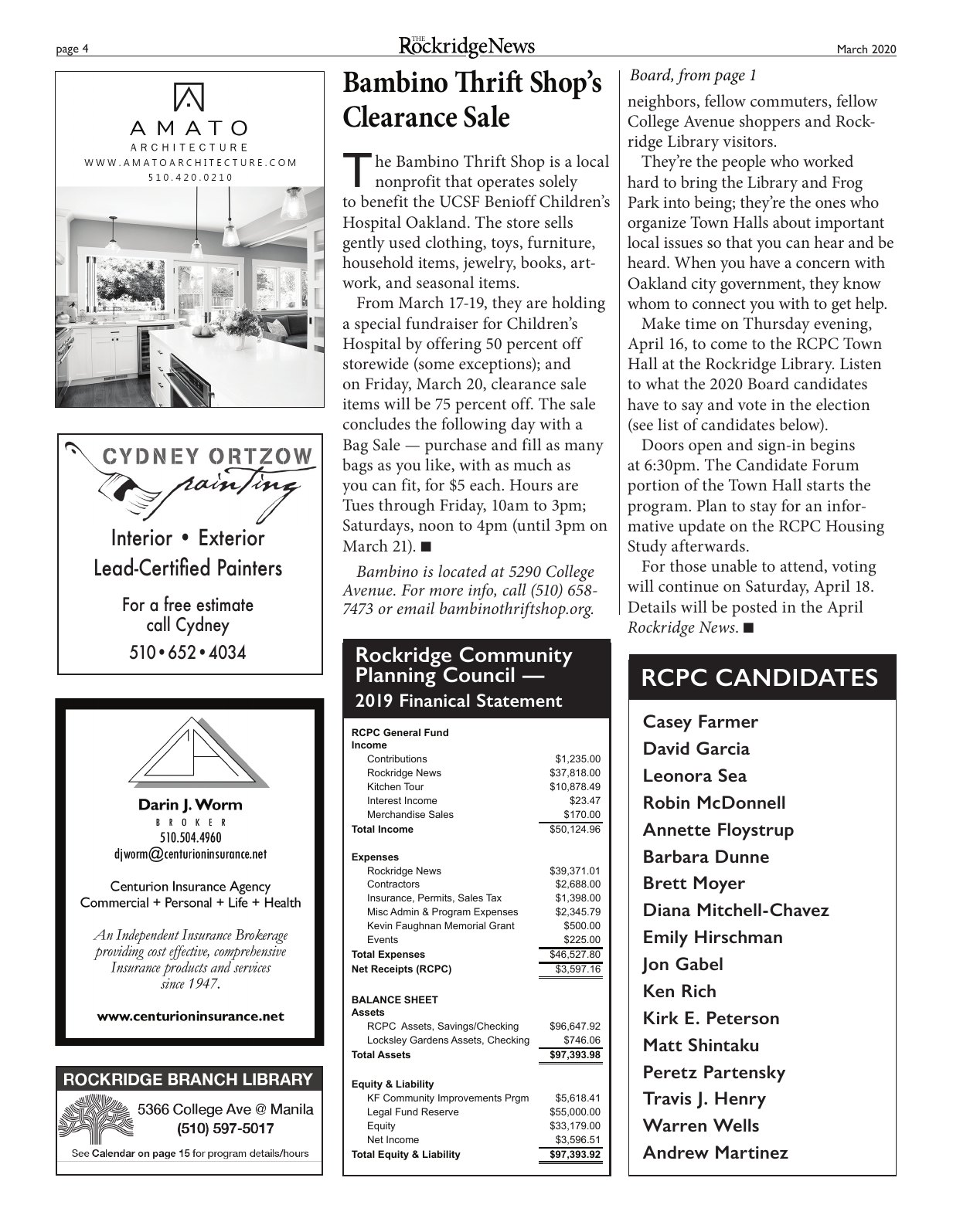 Click to zoom in The Rockridge News, March 2020, page 4