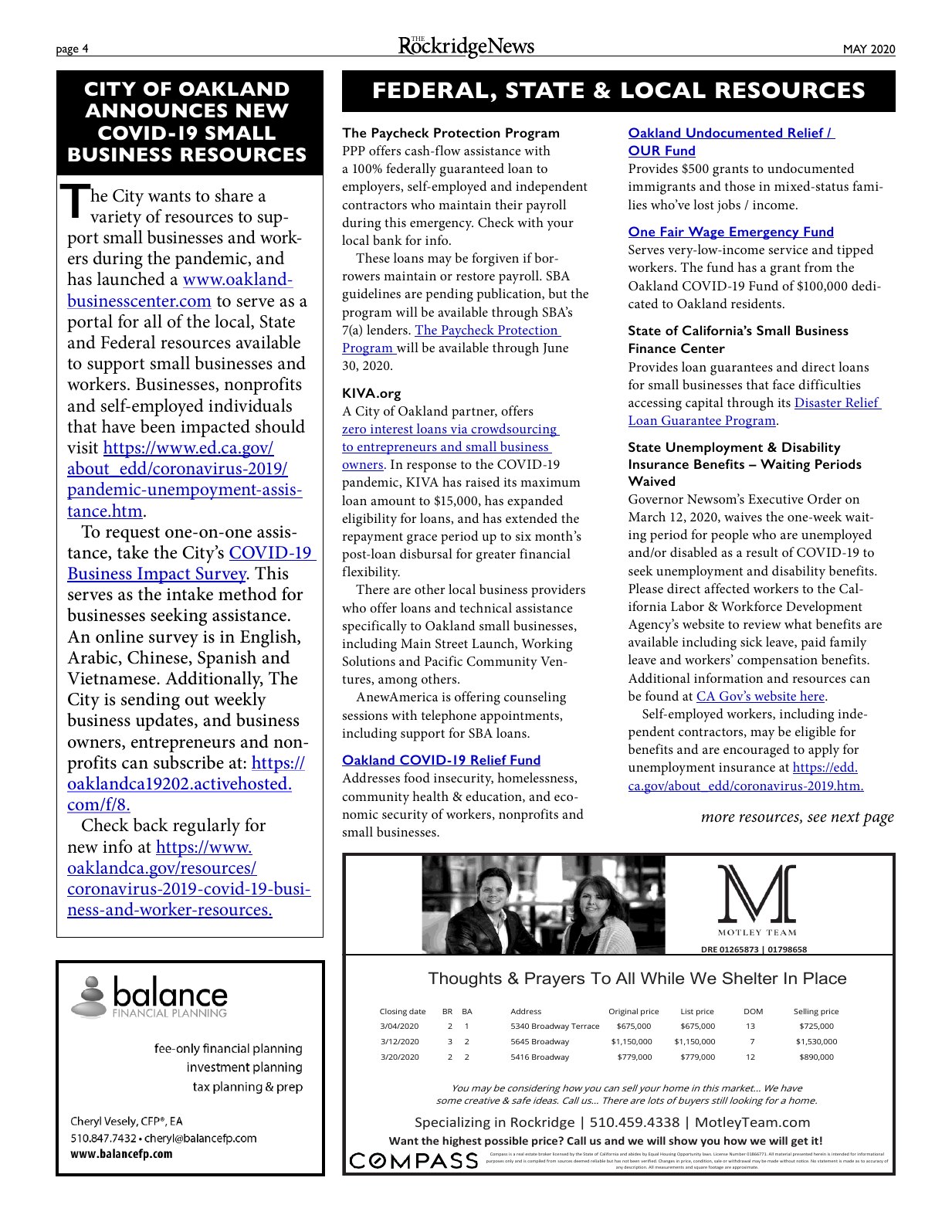 Click to zoom in The Rockridge News, May 2020, page 4