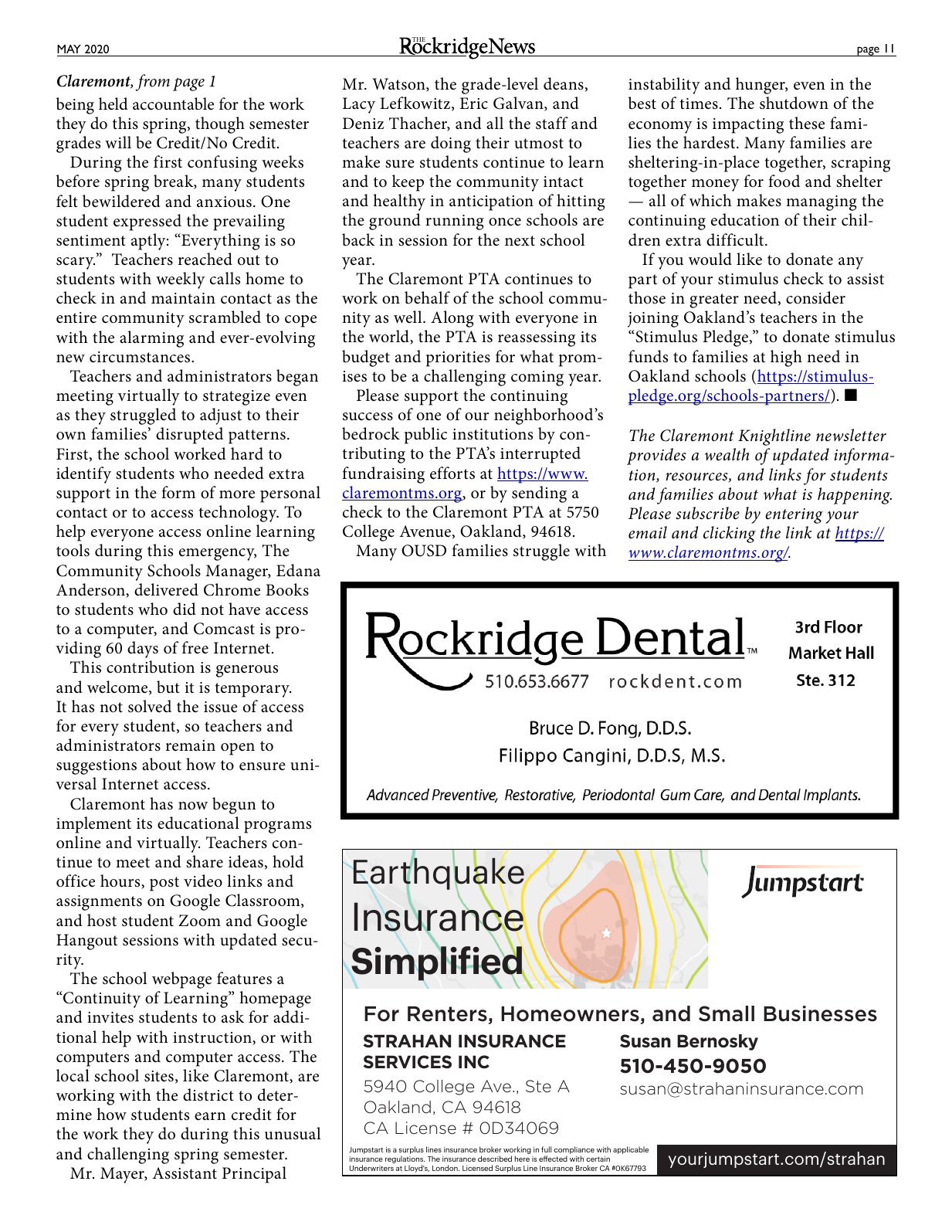 Click to zoom in The Rockridge News, May 2020, page 11