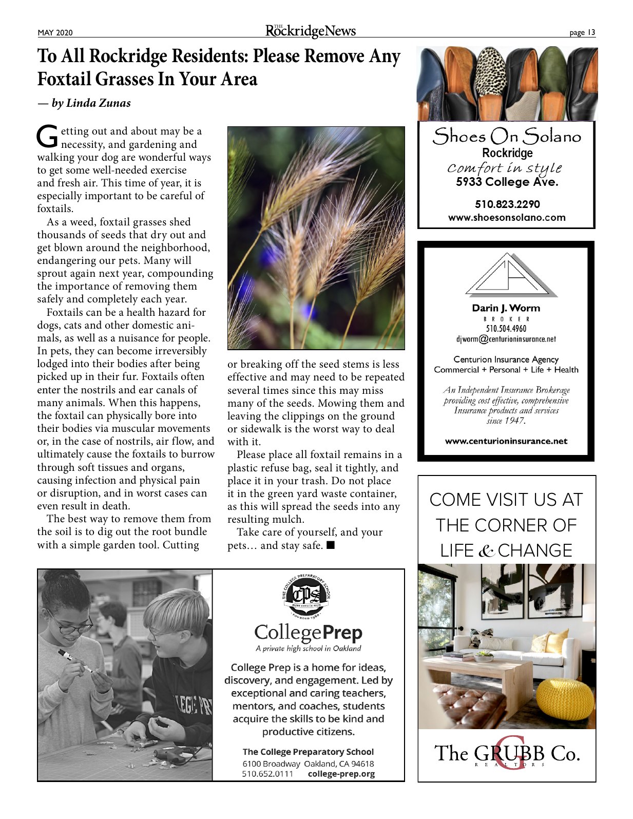 Click to zoom in The Rockridge News, May 2020, page 13