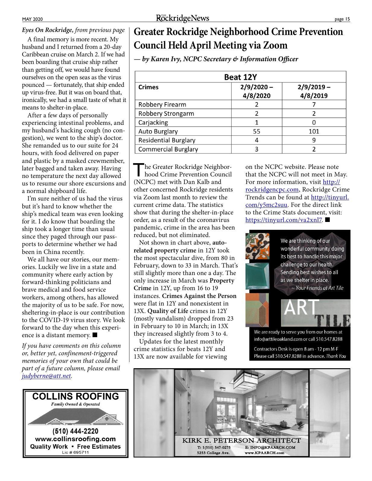 Click to zoom in The Rockridge News, May 2020, page 15