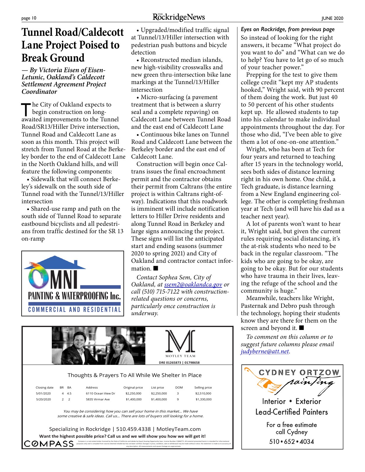 Click to zoom in The Rockridge News, June 2020, page 10