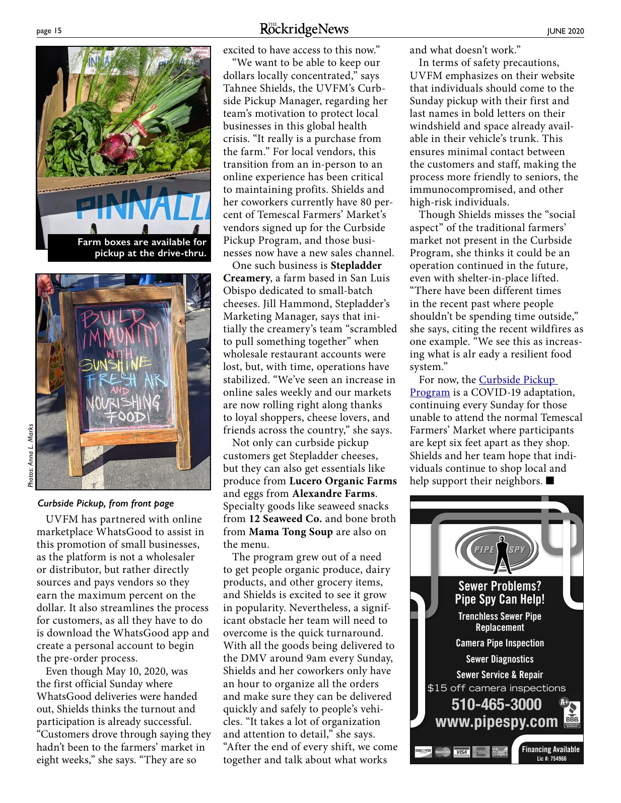 Click to zoom in The Rockridge News, June 2020, page 15