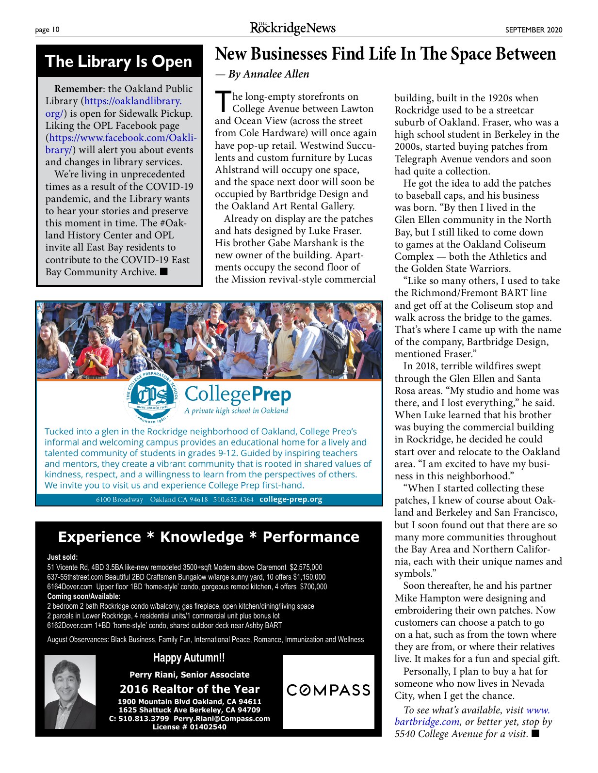 The Rockridge News, September 2020, page 10