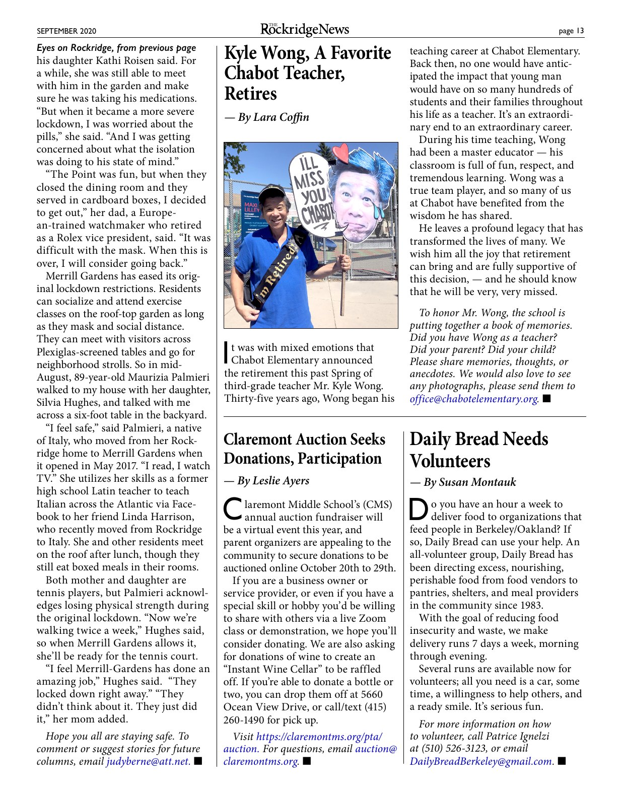 Click to zoom in The Rockridge News, September 2020, page 13