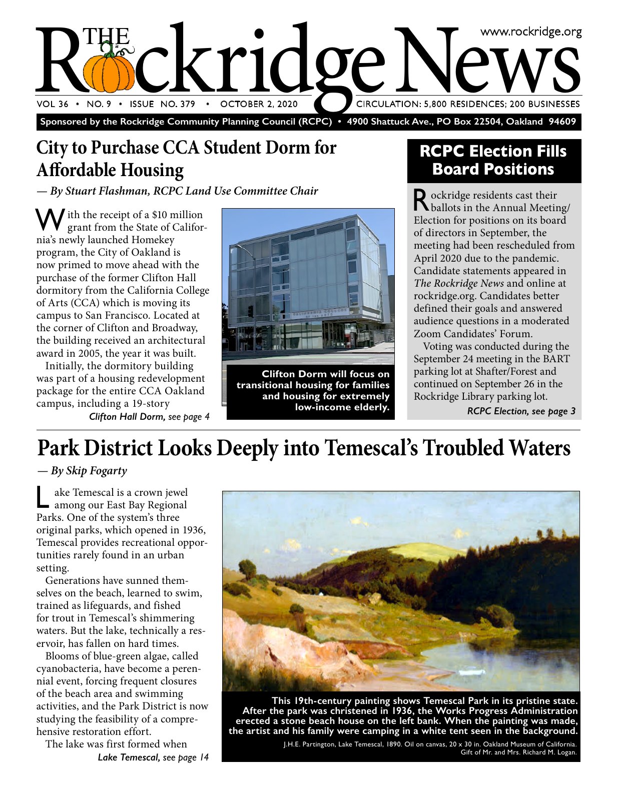 Click to zoom in The Rockridge News, October 2020, page 1