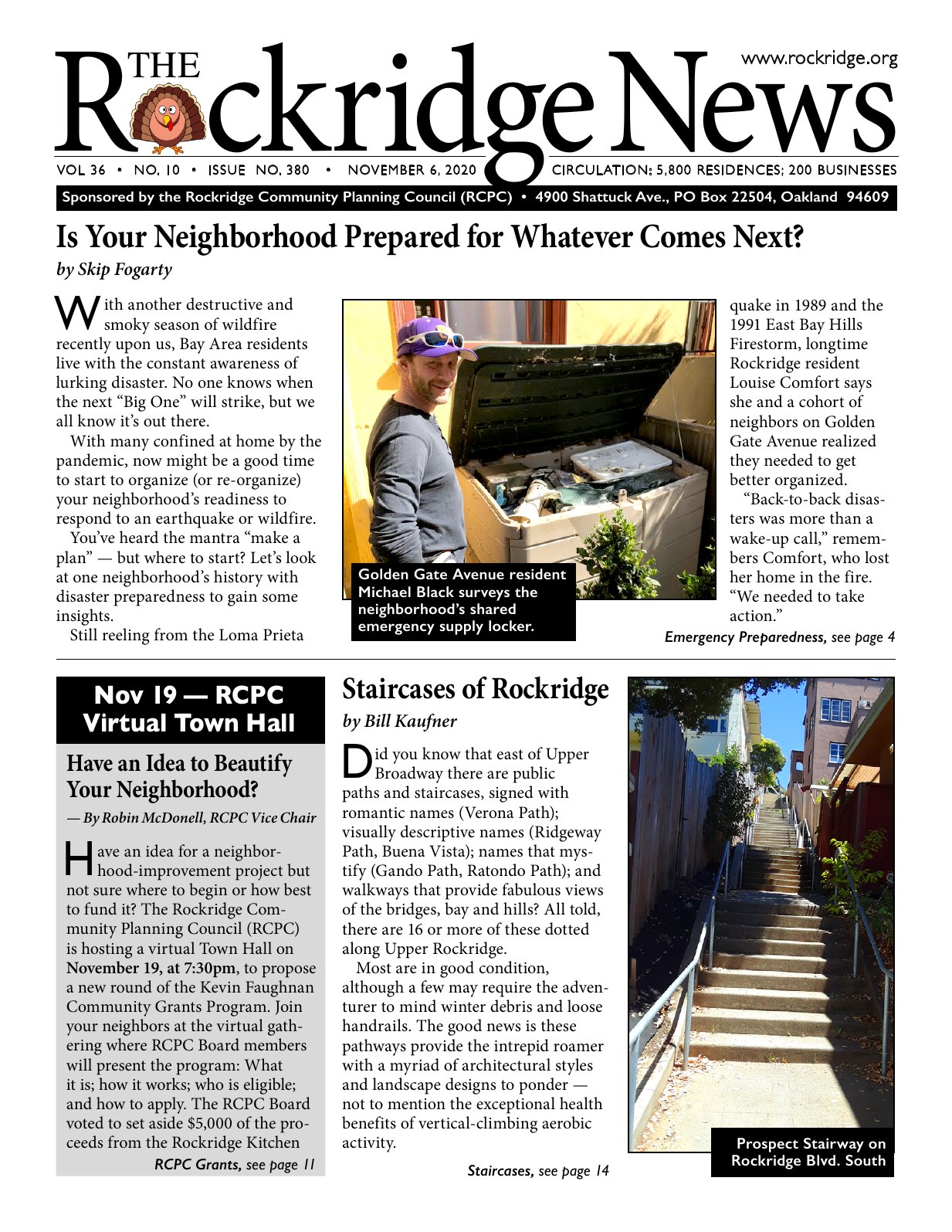 Click to zoom in The Rockridge News, November 2020, page 1