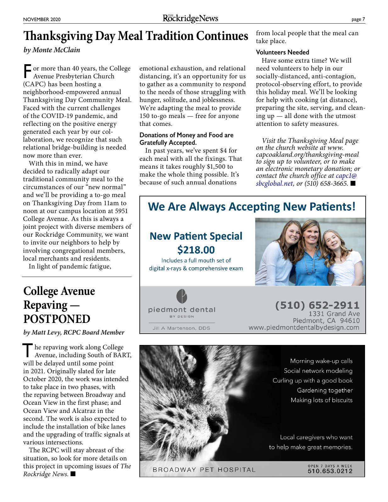 Click to zoom in The Rockridge News, November 2020, page 7