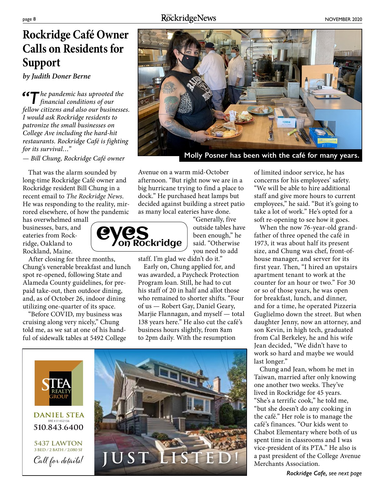 The Rockridge News, November 2020, page 8