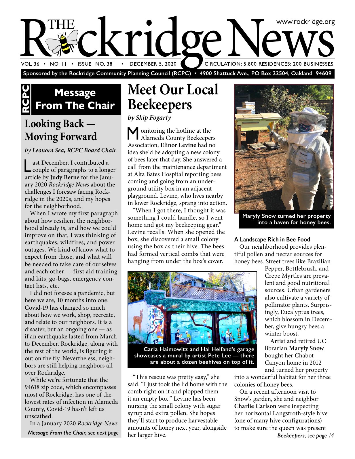 Click to zoom in The Rockridge News, December 2020, page 1