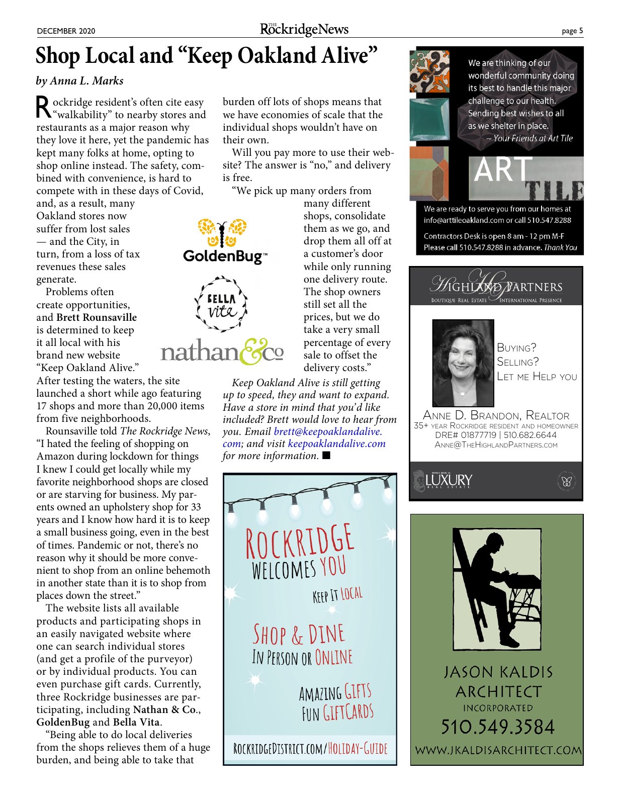 Click to zoom in The Rockridge News, December 2020, page 5